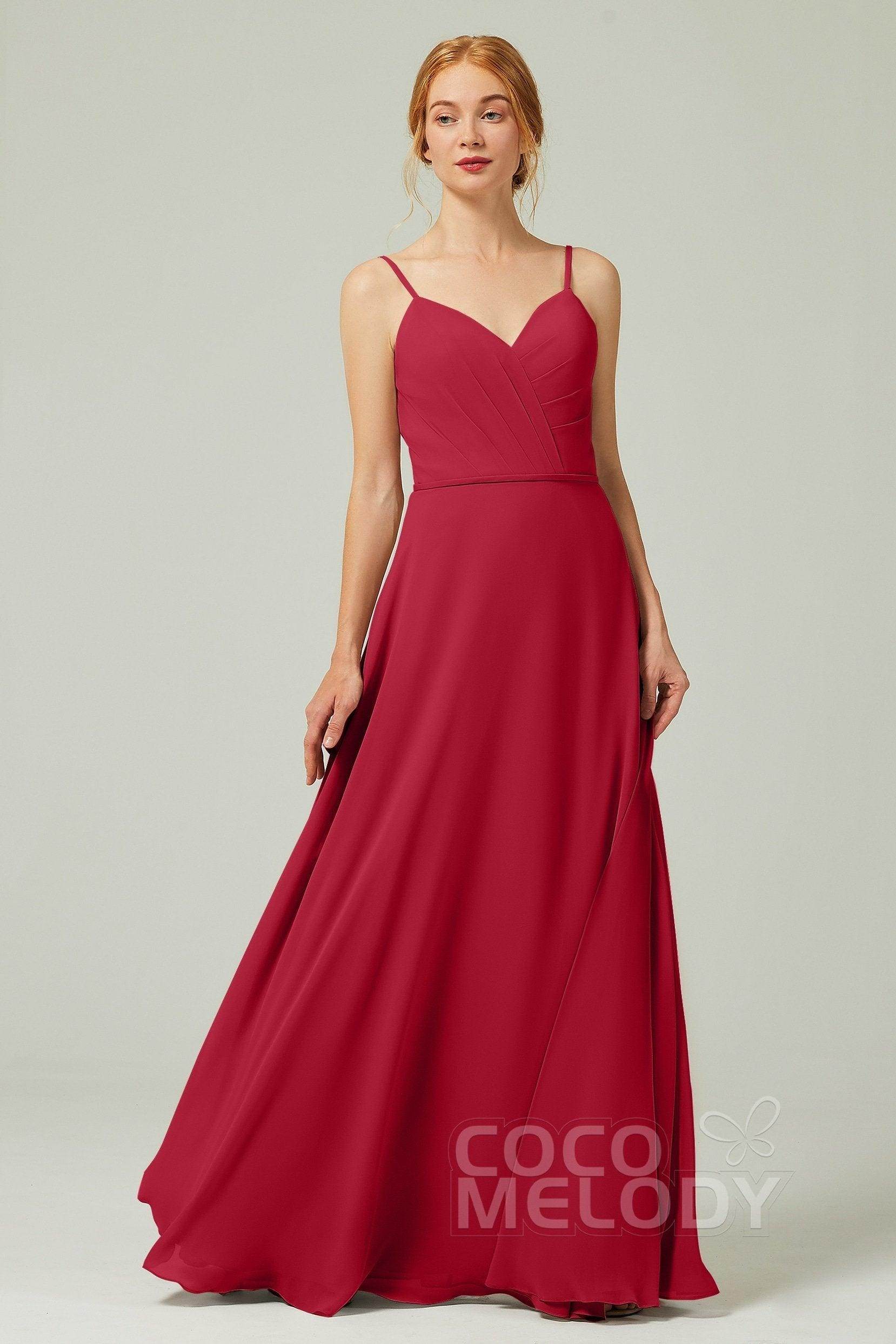 A-Line Floor Length Chiffon Bridesmaid Dress CB0312 - COCOMELODY
