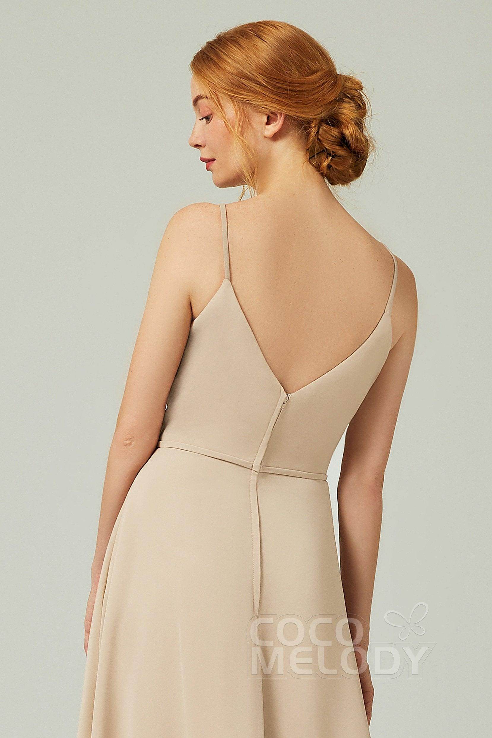 A-Line Floor Length Chiffon Bridesmaid Dress CB0312 - COCOMELODY