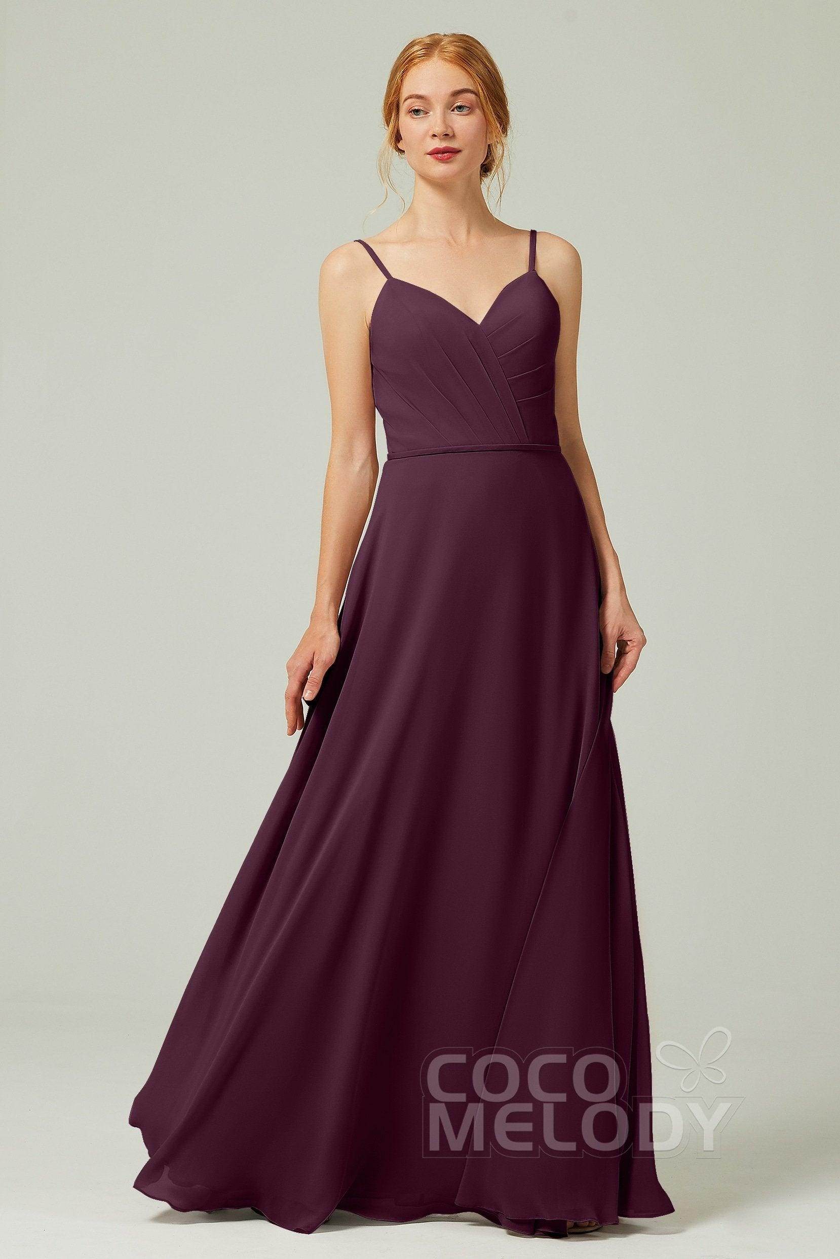 A-Line Floor Length Chiffon Bridesmaid Dress CB0312 - COCOMELODY
