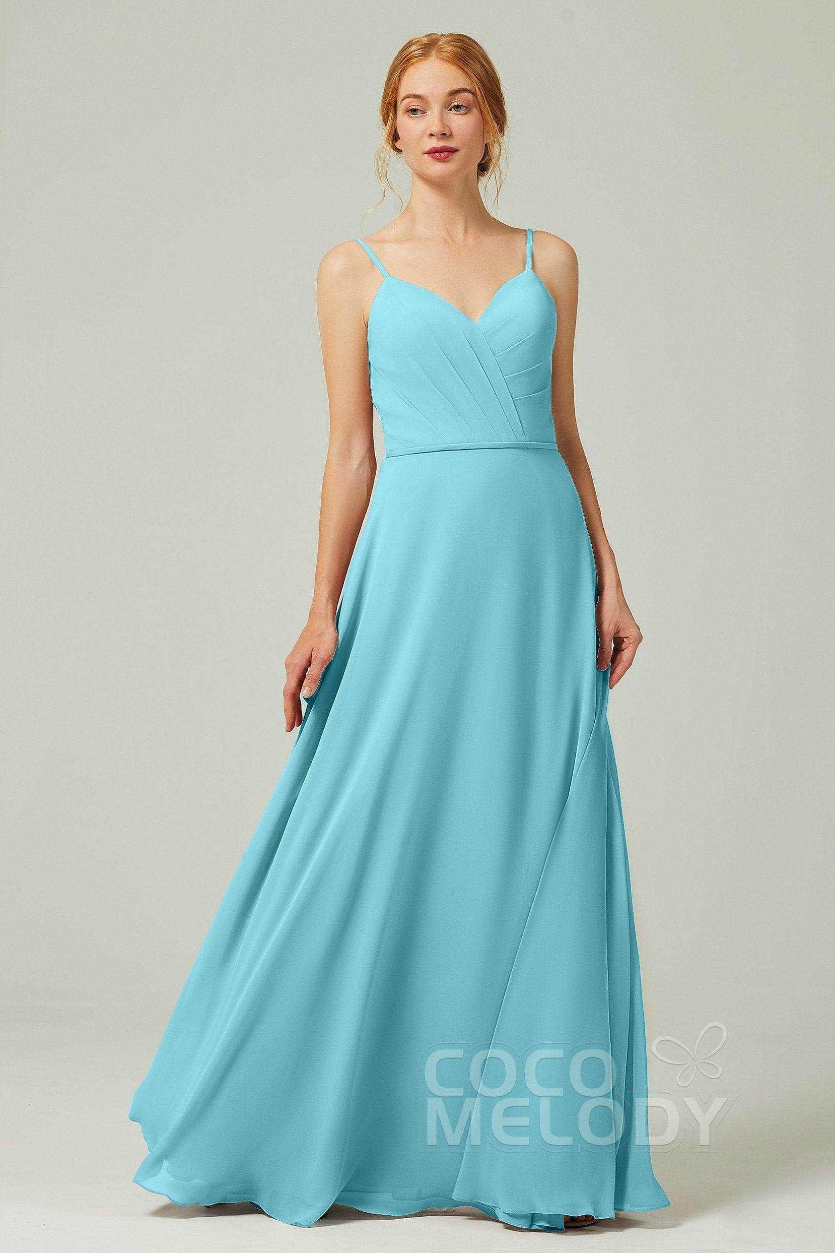 A-Line Floor Length Chiffon Bridesmaid Dress CB0312 - COCOMELODY