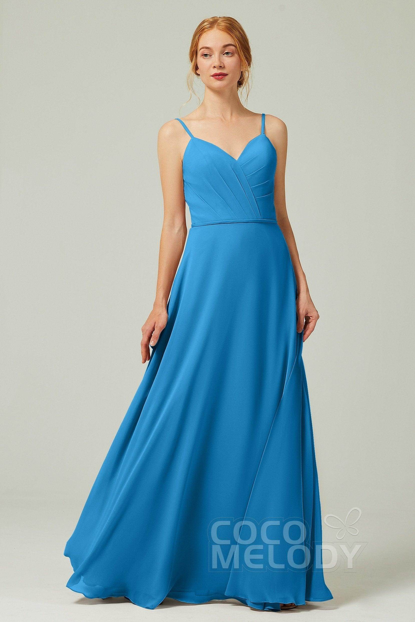 A-Line Floor Length Chiffon Bridesmaid Dress CB0312 - COCOMELODY