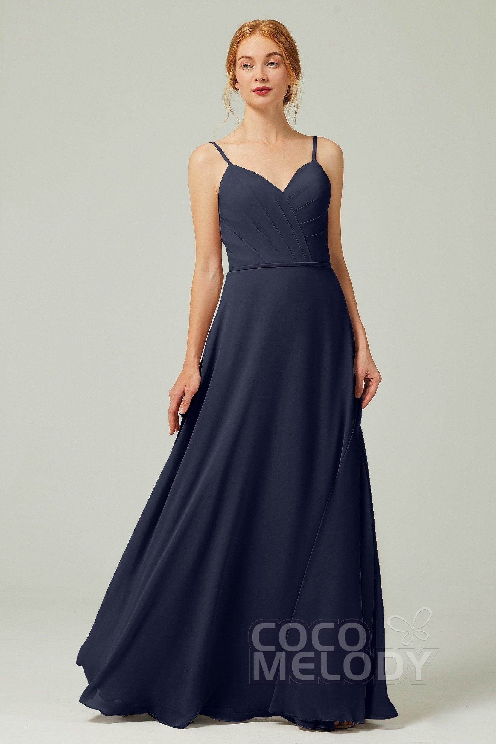 A-Line Floor Length Chiffon Bridesmaid Dress CB0312 - COCOMELODY