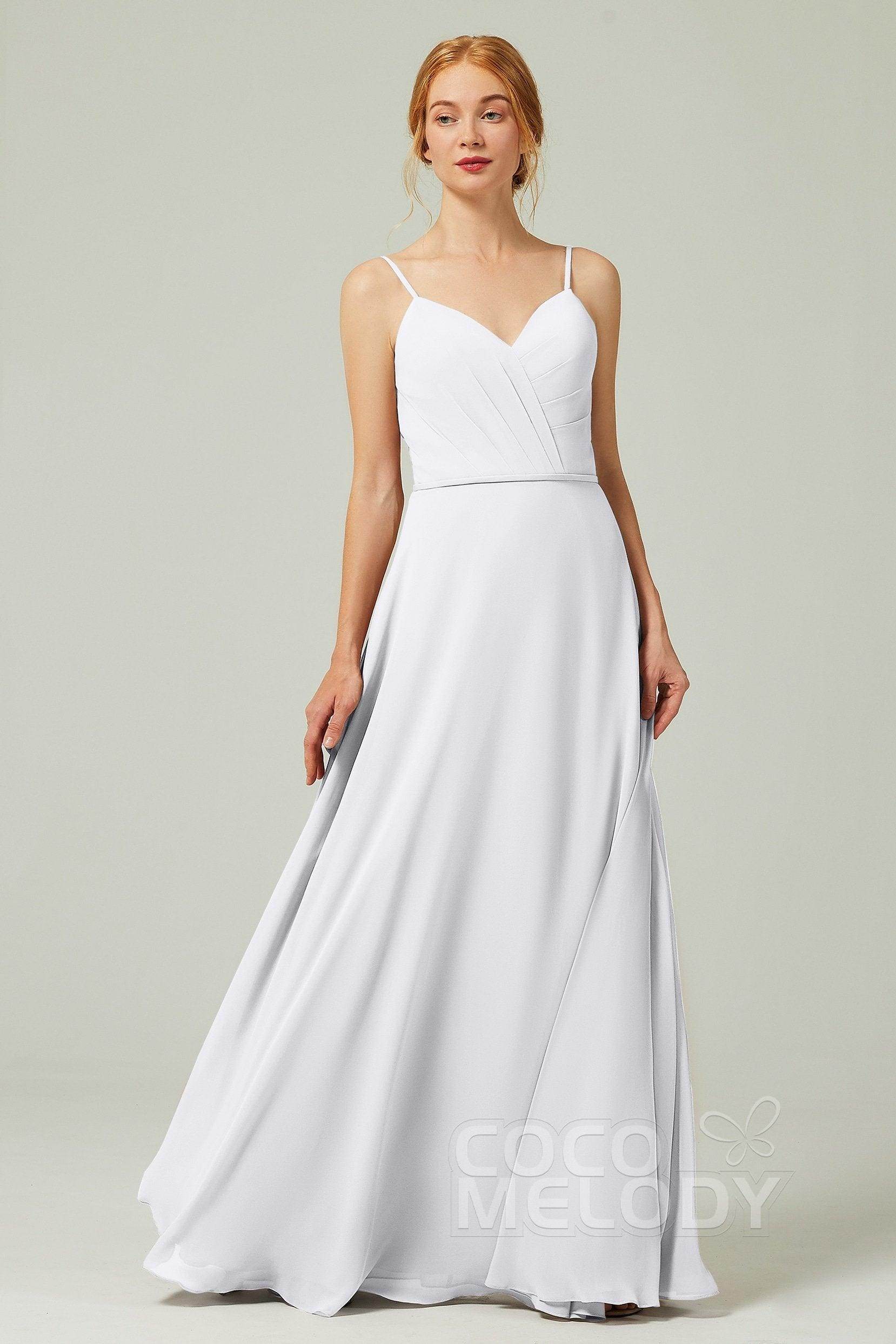 A-Line Floor Length Chiffon Bridesmaid Dress CB0312 - COCOMELODY