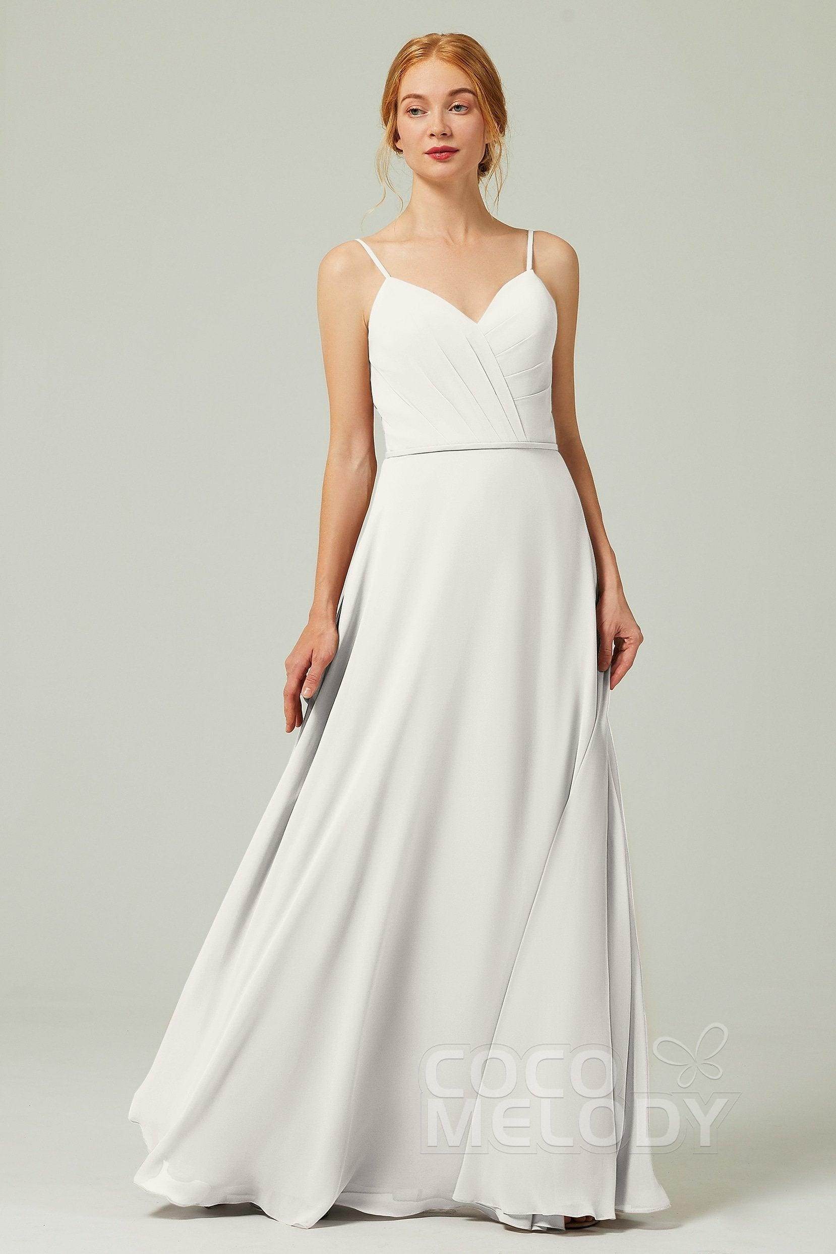 A-Line Floor Length Chiffon Bridesmaid Dress CB0312 - COCOMELODY