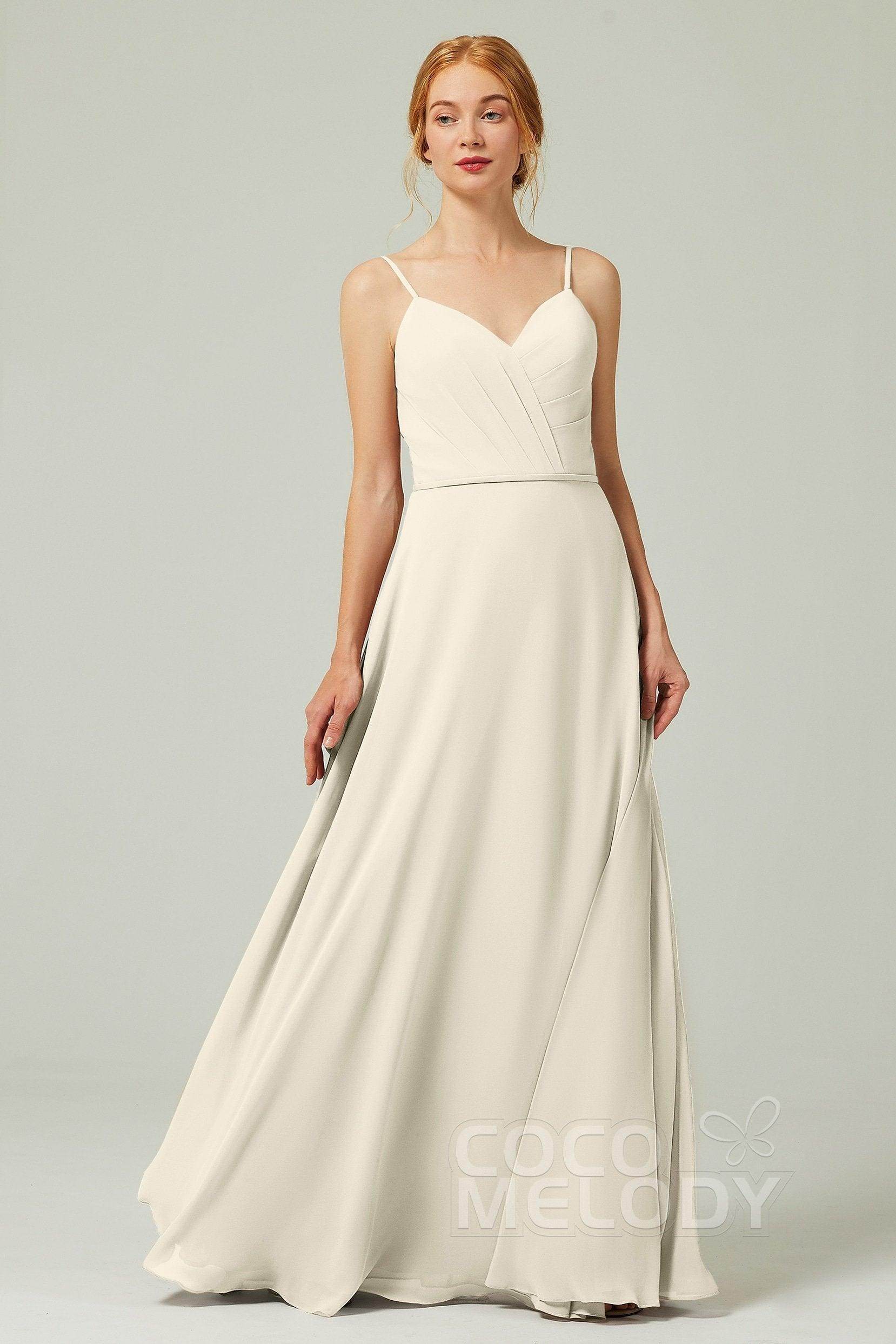 A-Line Floor Length Chiffon Bridesmaid Dress CB0312 - COCOMELODY