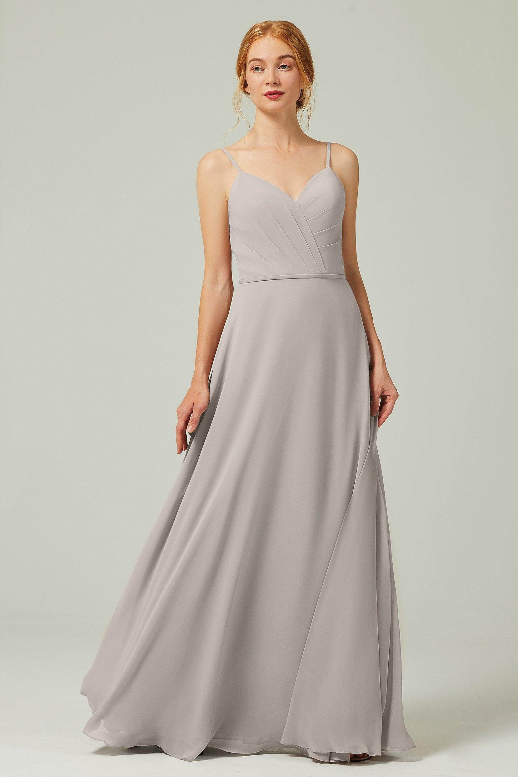 A-Line Floor Length Chiffon Bridesmaid Dress CB0312 - COCOMELODY