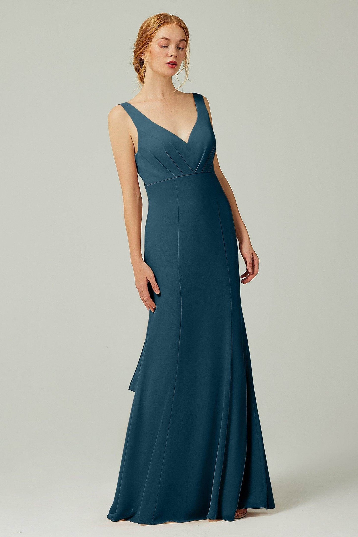 Sheath-Column Floor Length Chiffon Bridesmaid Dress CB0314 - COCOMELODY