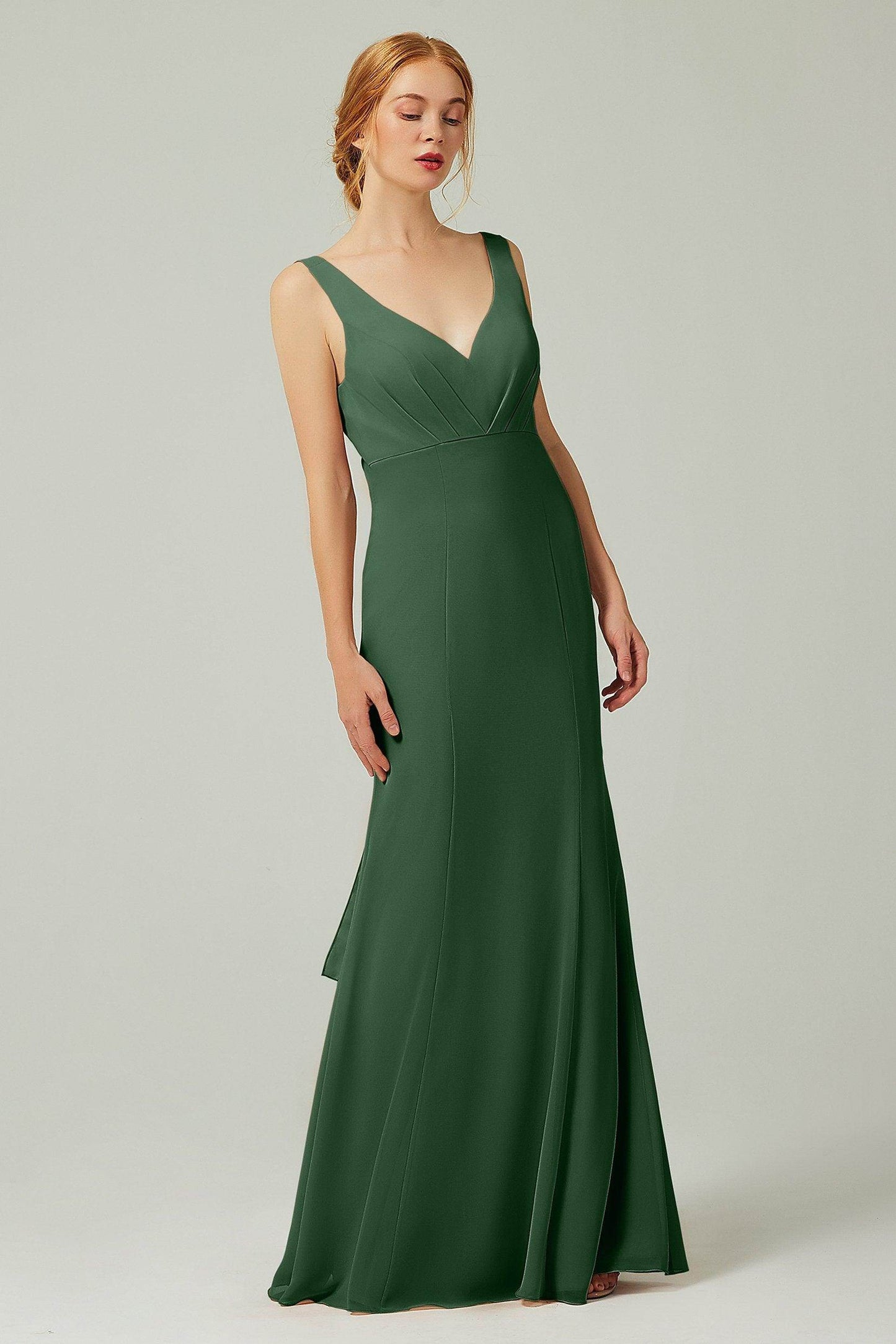 Sheath-Column Floor Length Chiffon Bridesmaid Dress CB0314 - COCOMELODY
