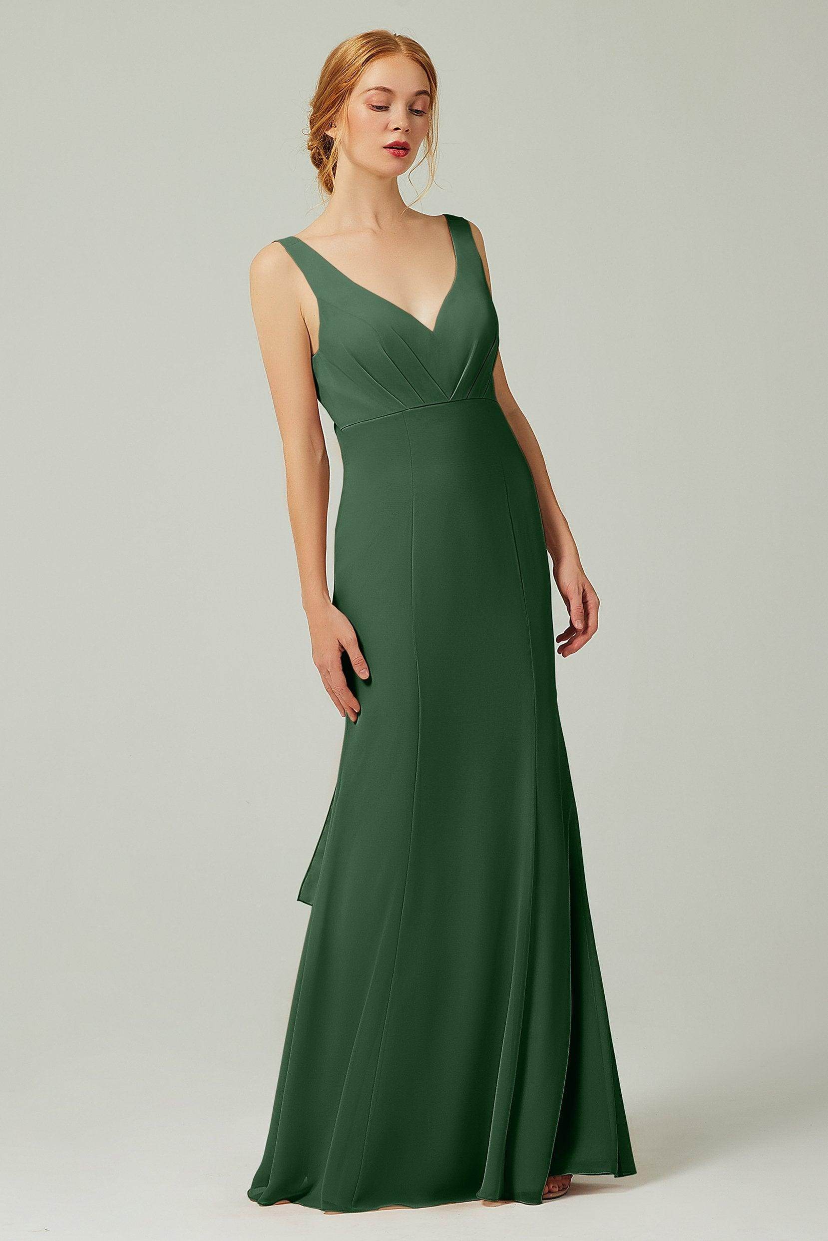 Sheath-Column Floor Length Chiffon Bridesmaid Dress CB0314 - COCOMELODY