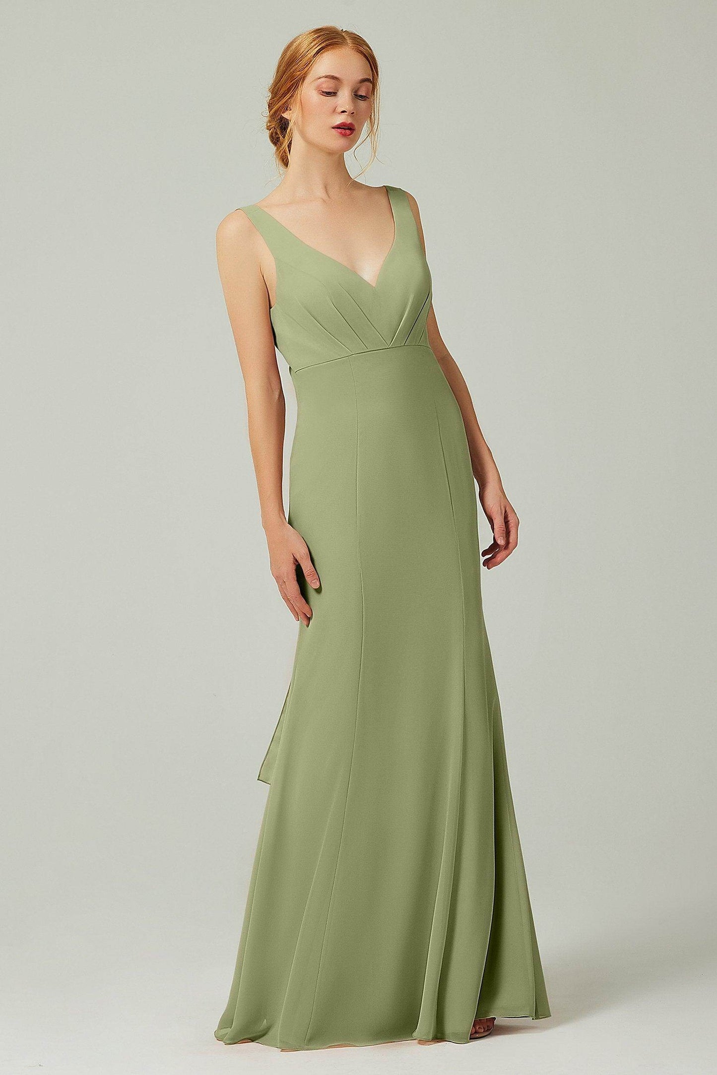 Sheath-Column Floor Length Chiffon Bridesmaid Dress CB0314 - COCOMELODY