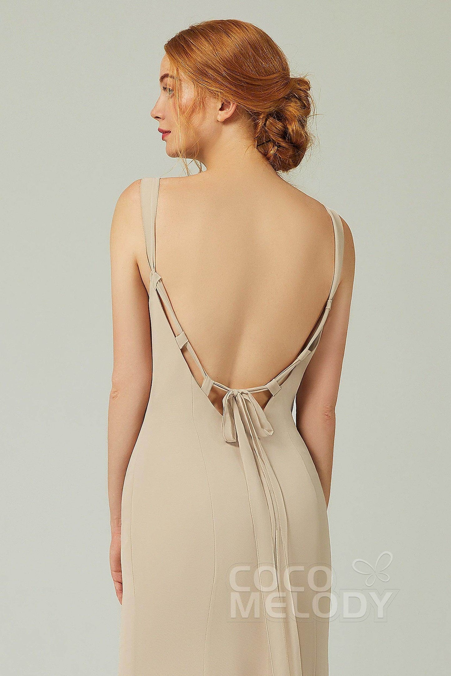 Sheath-Column Floor Length Chiffon Bridesmaid Dress CB0314 - COCOMELODY