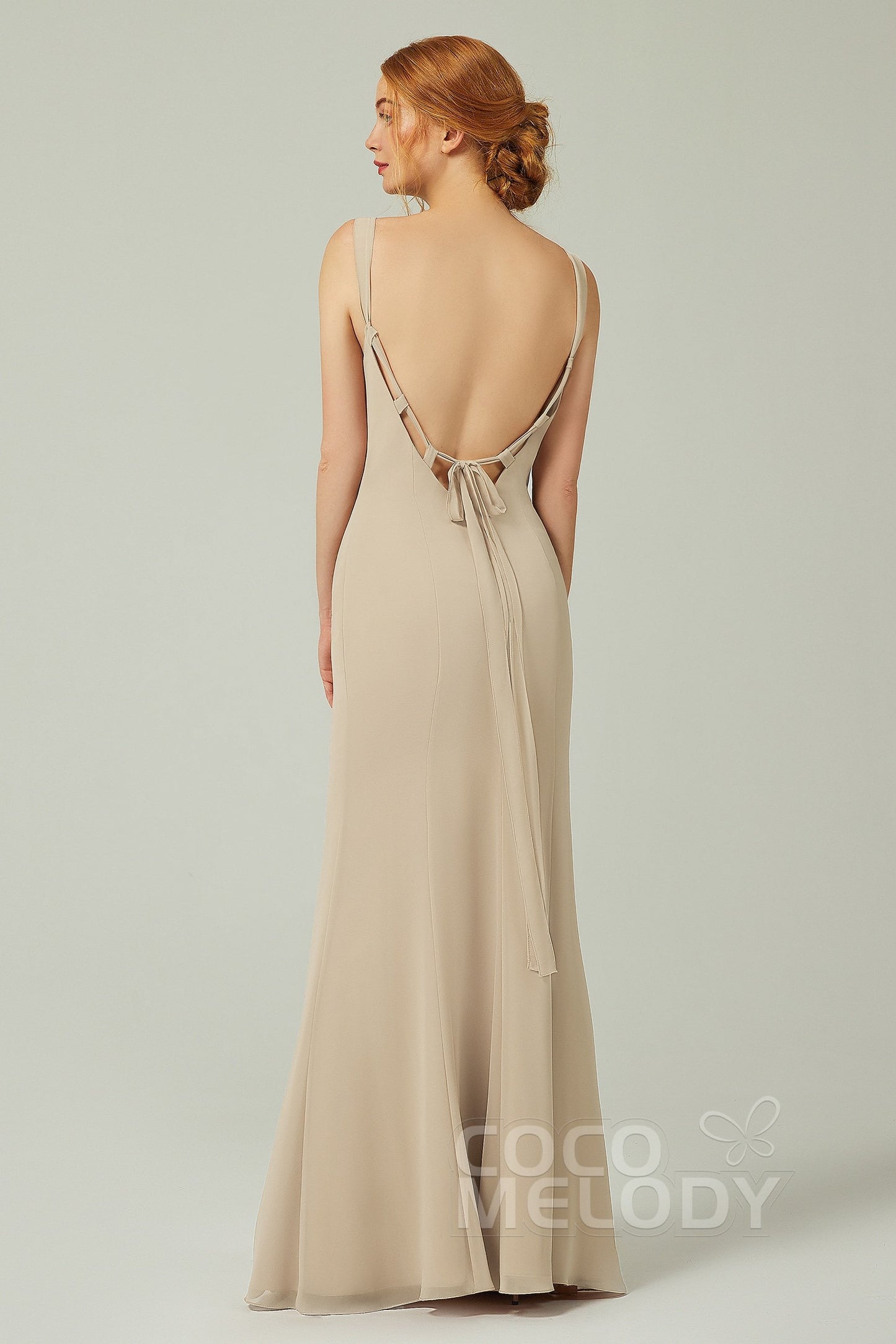 Sheath-Column Floor Length Chiffon Bridesmaid Dress CB0314