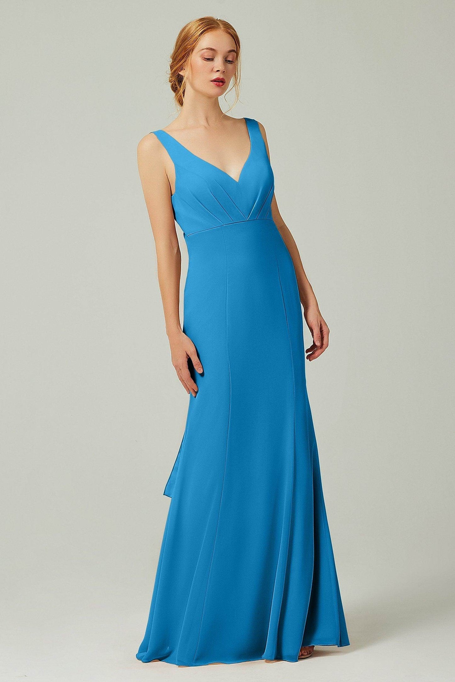 Sheath-Column Floor Length Chiffon Bridesmaid Dress CB0314 - COCOMELODY
