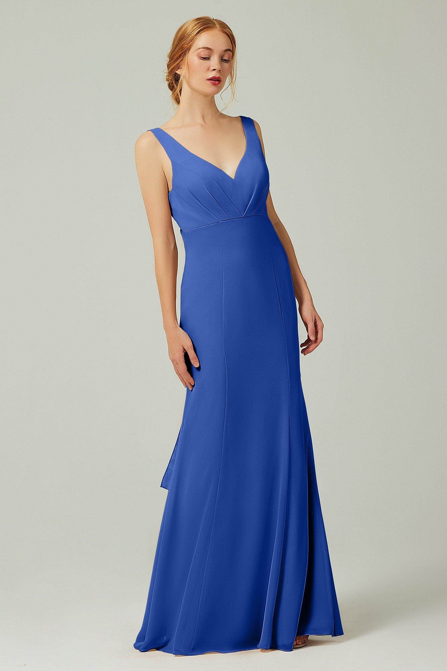 Sheath-Column Floor Length Chiffon Bridesmaid Dress CB0314 - COCOMELODY