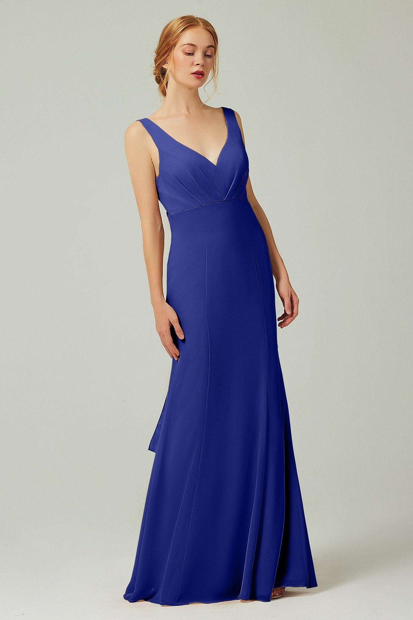 Sheath-Column Floor Length Chiffon Bridesmaid Dress CB0314 - COCOMELODY