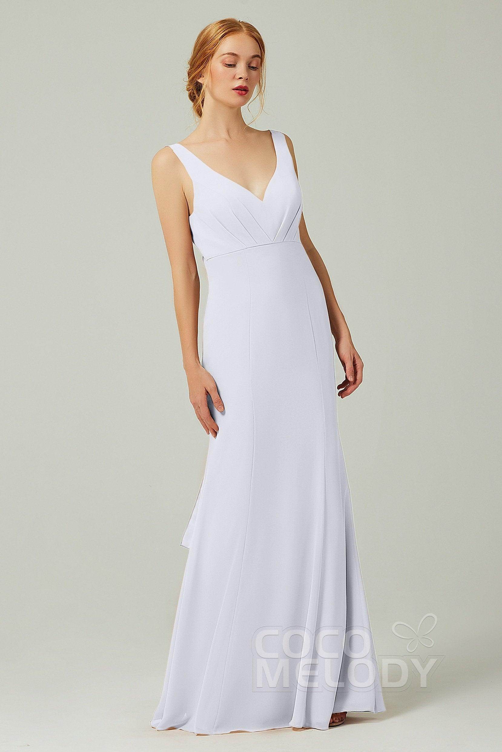 Sheath-Column Floor Length Chiffon Bridesmaid Dress CB0314 - COCOMELODY