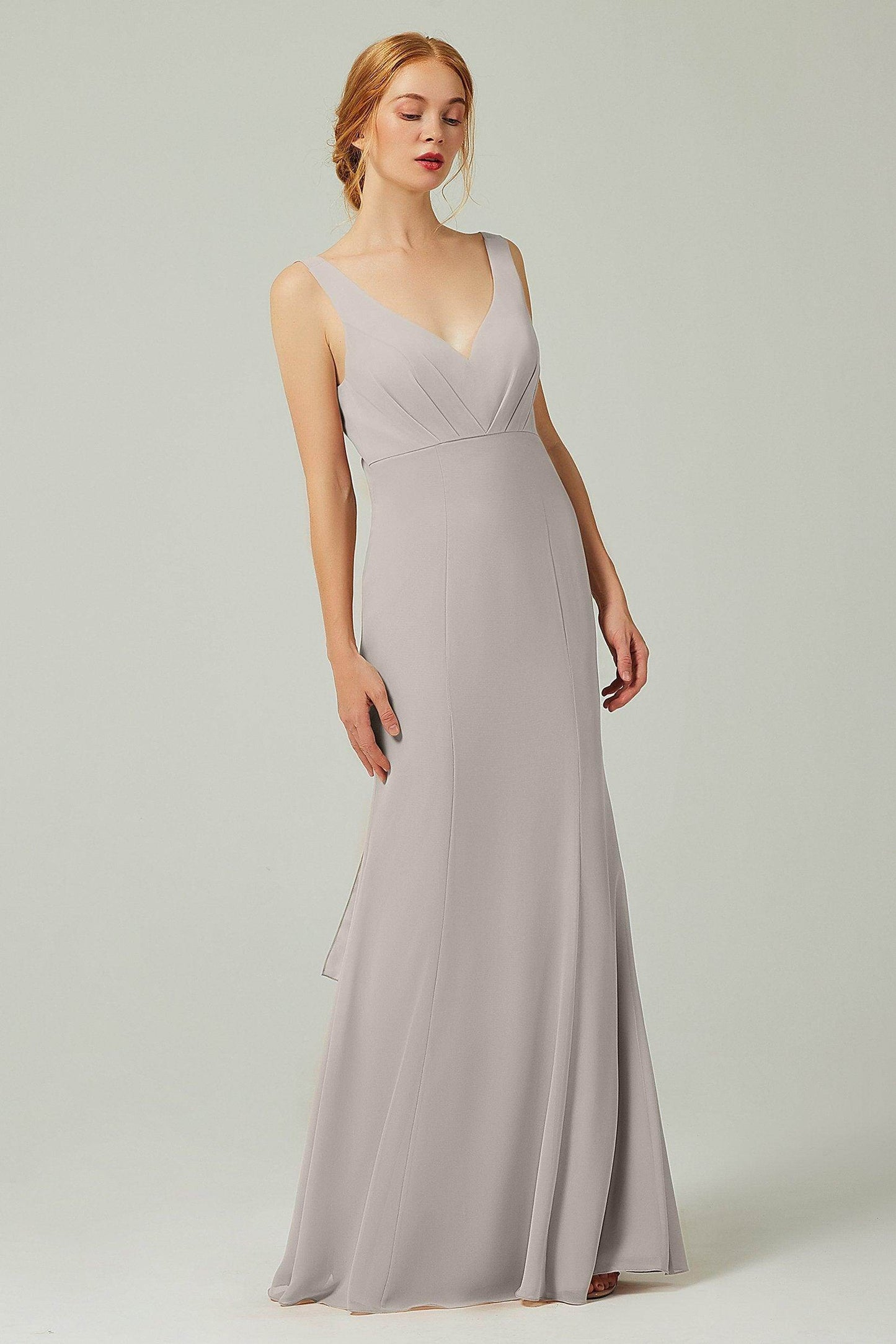 Sheath-Column Floor Length Chiffon Bridesmaid Dress CB0314 - COCOMELODY
