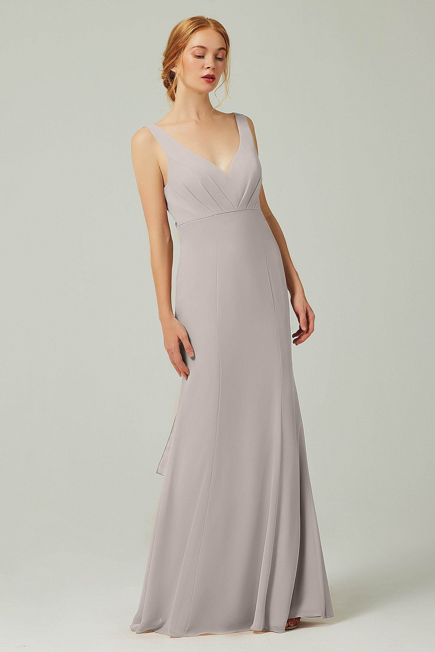 Sheath-Column Floor Length Chiffon Bridesmaid Dress CB0314 - COCOMELODY