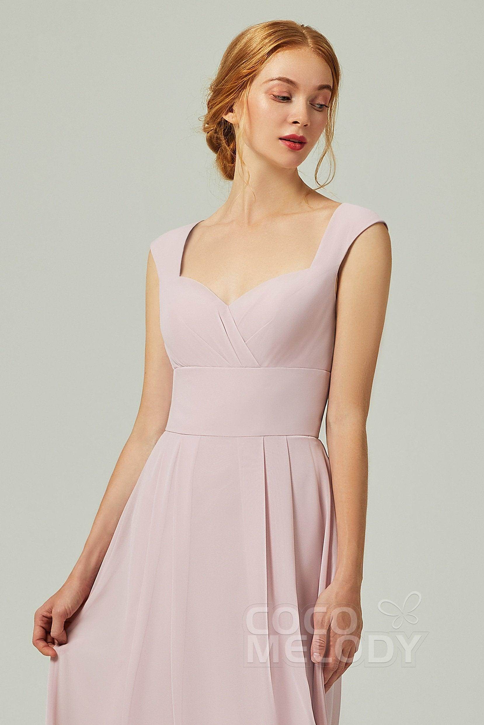 A-Line Floor Length Chiffon Bridesmaid Dress CB0315 - COCOMELODY