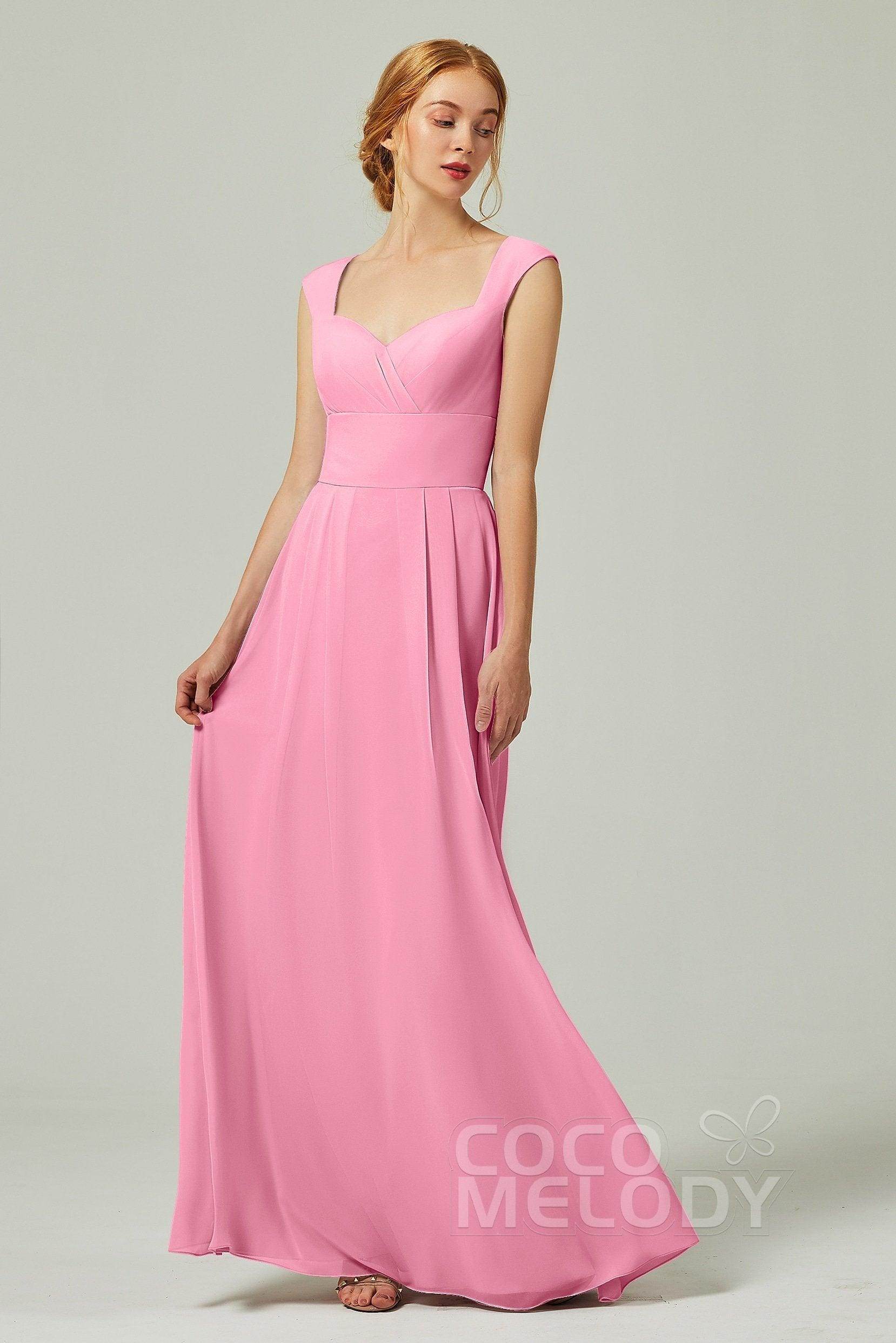 A-Line Floor Length Chiffon Bridesmaid Dress CB0315 - COCOMELODY