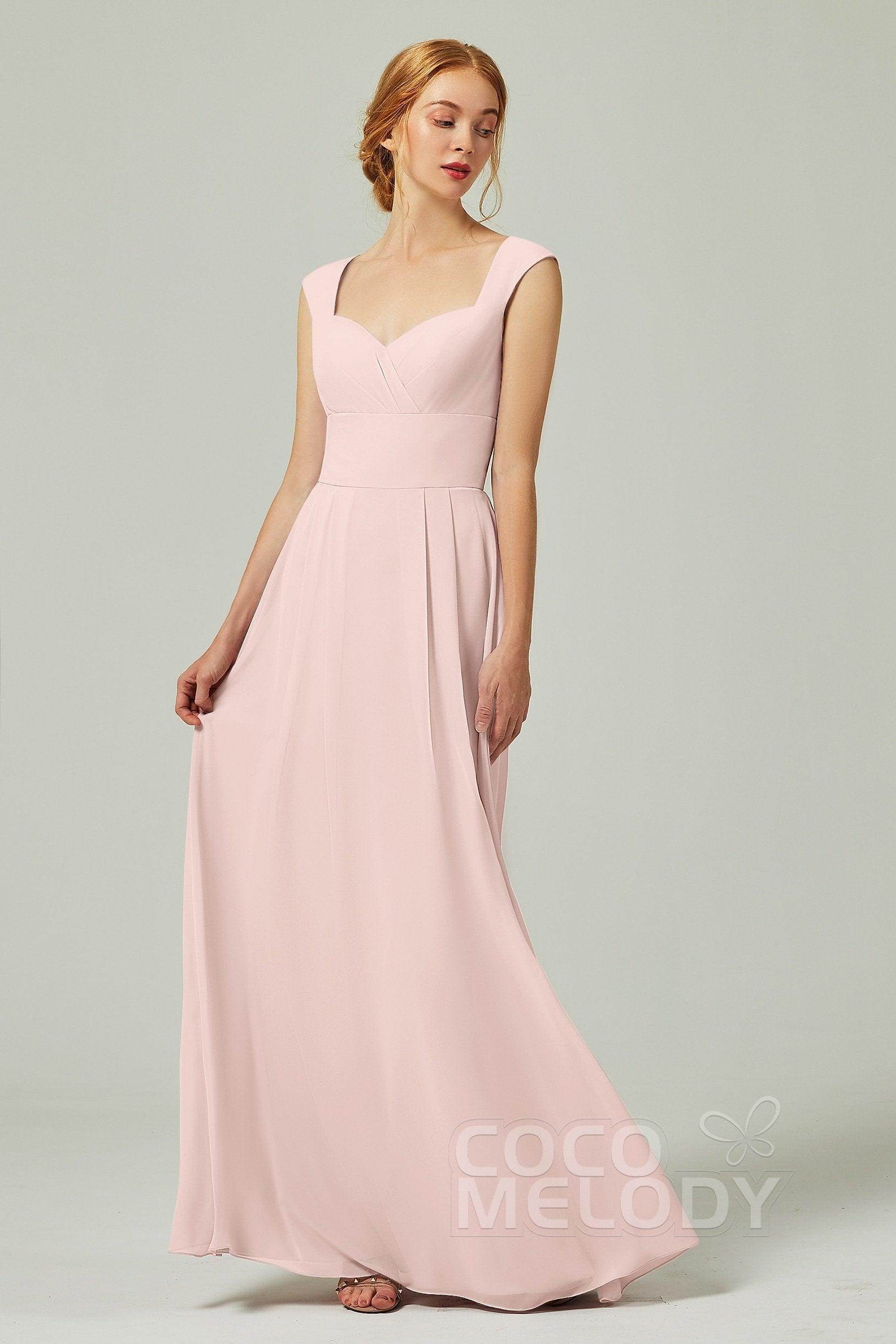 A-Line Floor Length Chiffon Bridesmaid Dress CB0315 - COCOMELODY