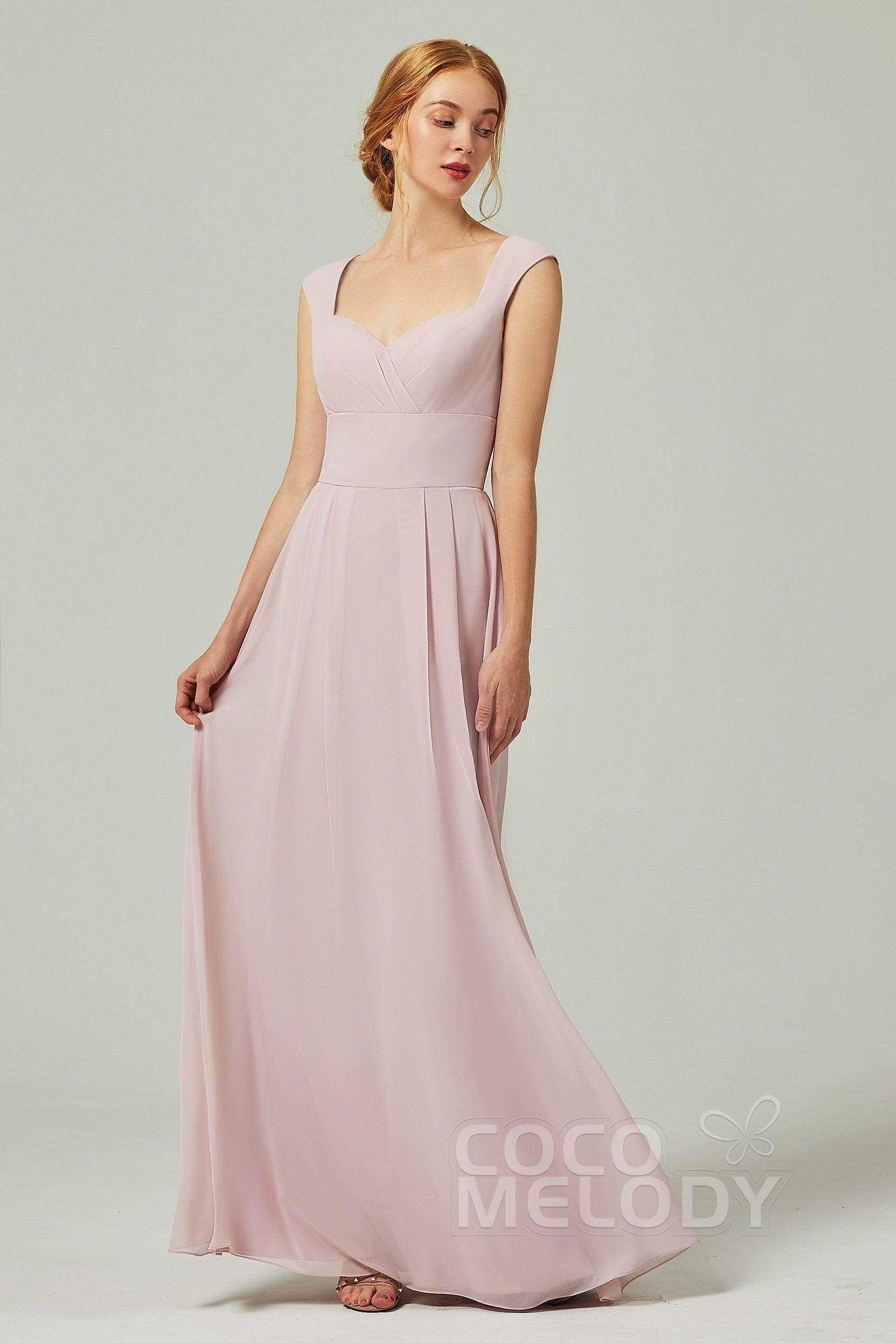 A-Line Floor Length Chiffon Bridesmaid Dress CB0315 - COCOMELODY