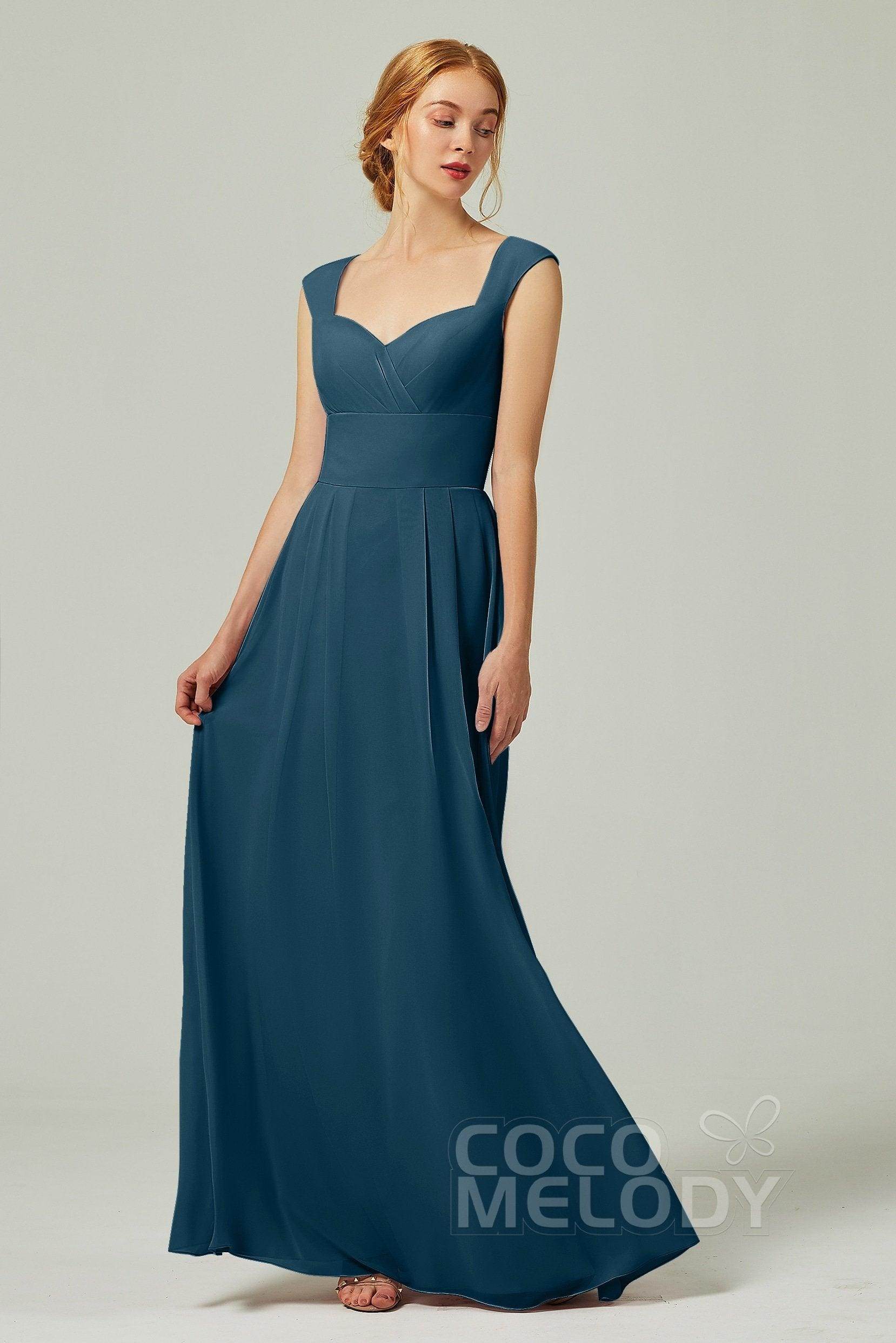 A-Line Floor Length Chiffon Bridesmaid Dress CB0315 - COCOMELODY