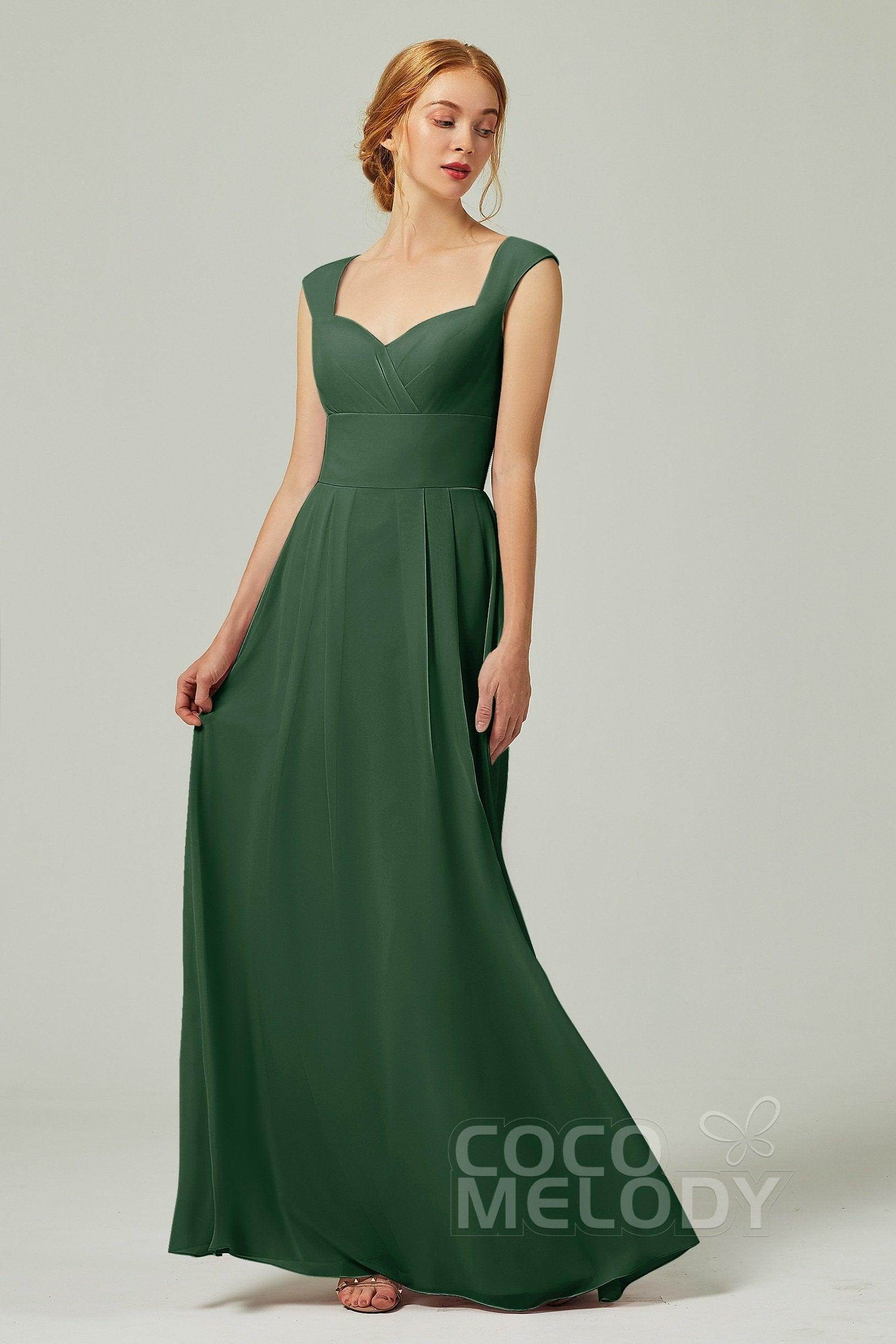 A-Line Floor Length Chiffon Bridesmaid Dress CB0315 - COCOMELODY