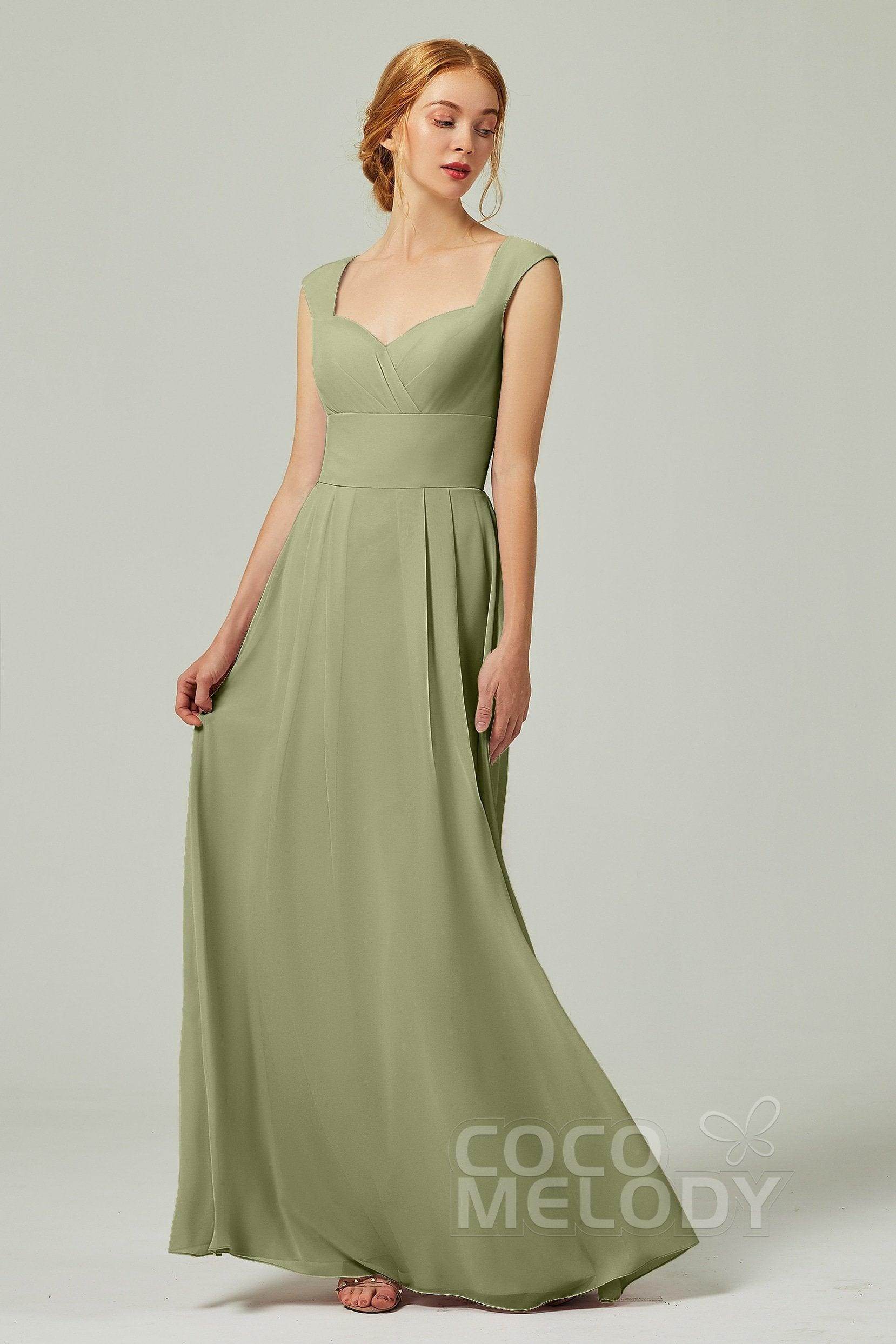 A-Line Floor Length Chiffon Bridesmaid Dress CB0315 - COCOMELODY