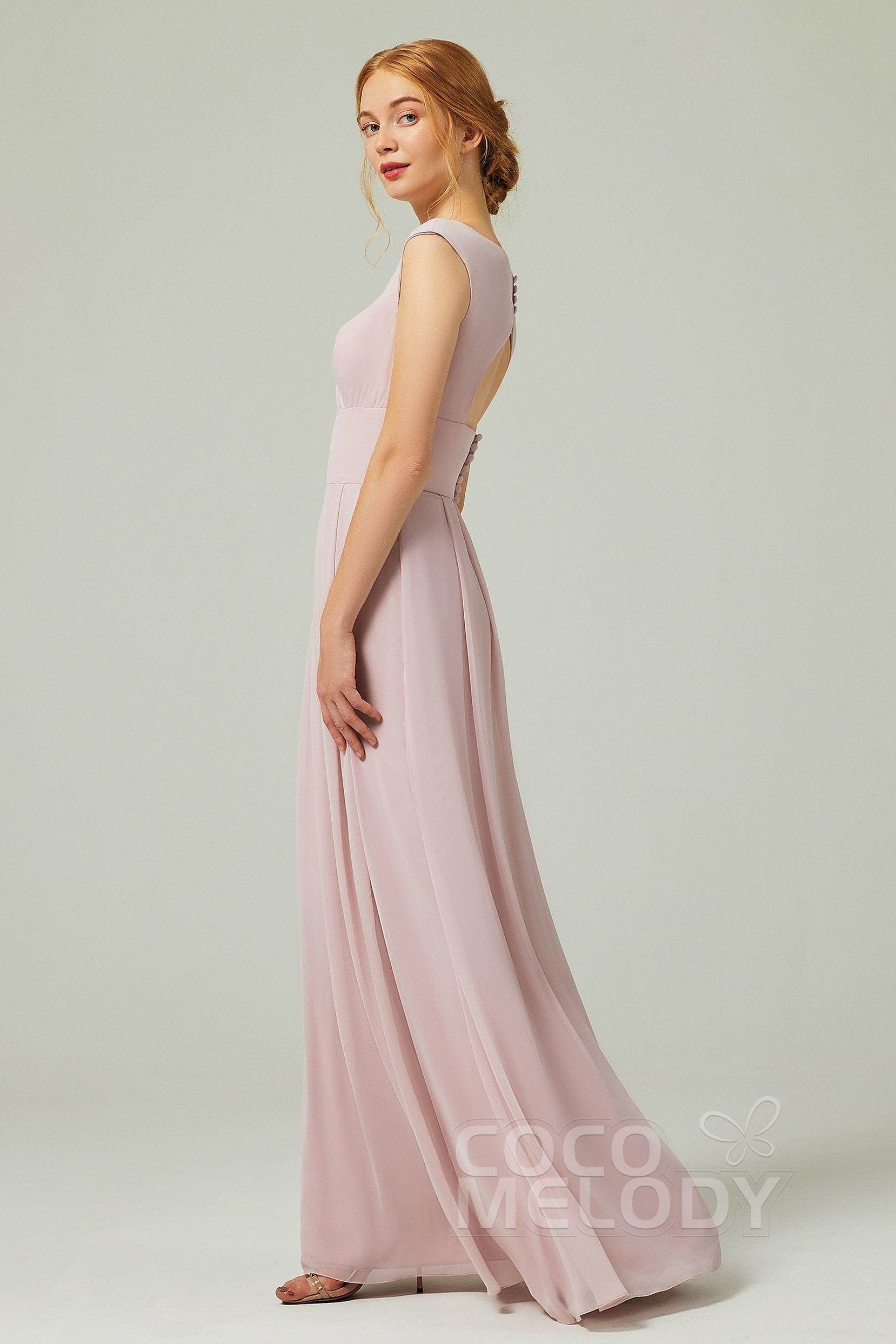 A-Line Floor Length Chiffon Bridesmaid Dress CB0315 - COCOMELODY