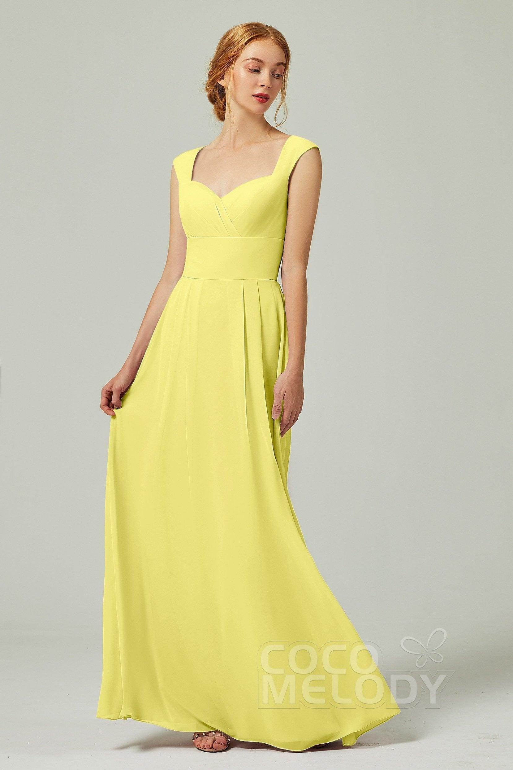 A-Line Floor Length Chiffon Bridesmaid Dress CB0315 - COCOMELODY