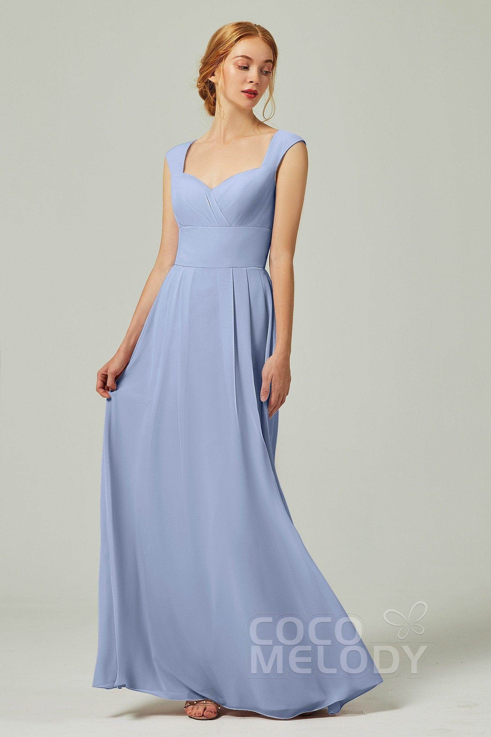 A-Line Floor Length Chiffon Bridesmaid Dress CB0315 - COCOMELODY
