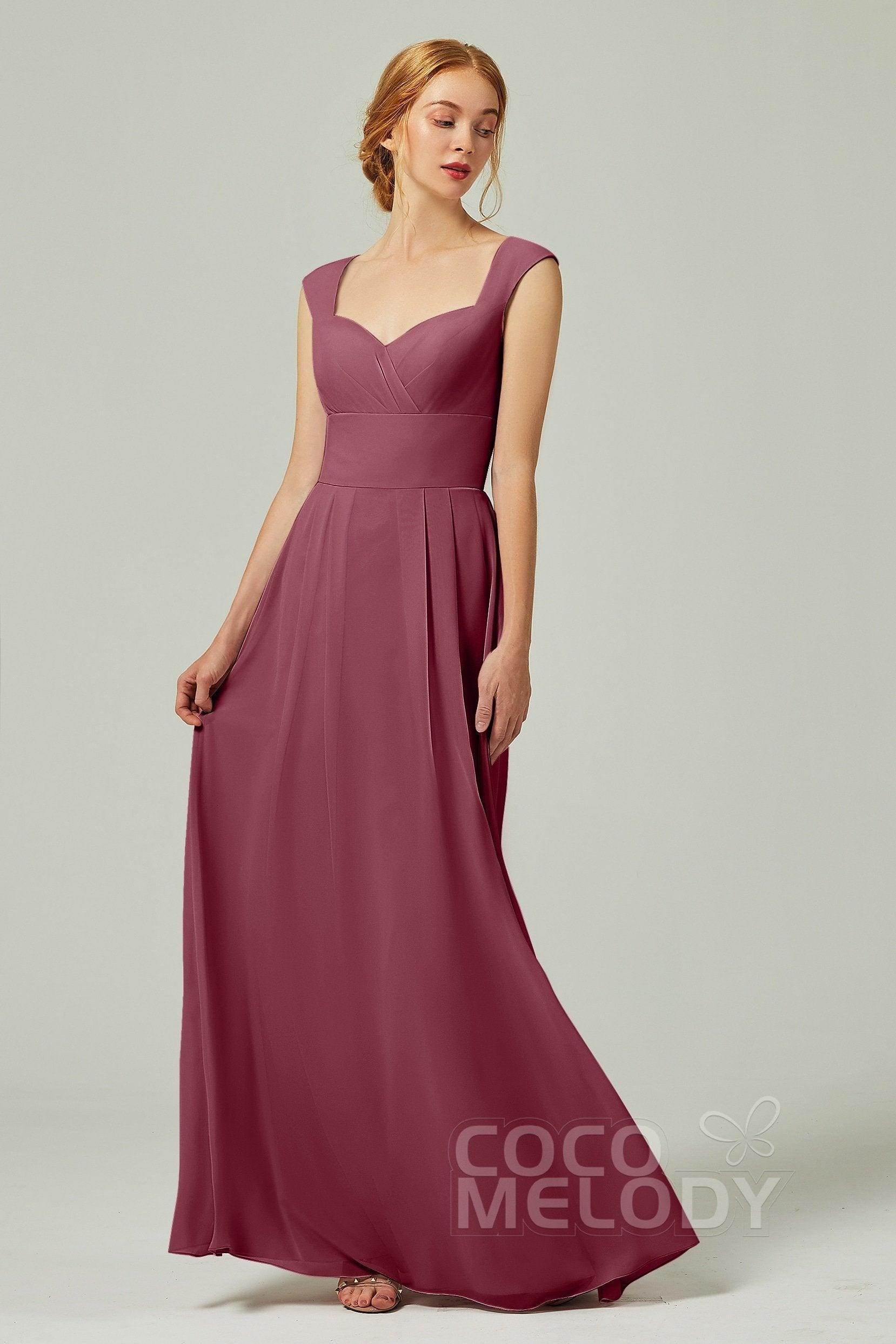 A-Line Floor Length Chiffon Bridesmaid Dress CB0315 - COCOMELODY
