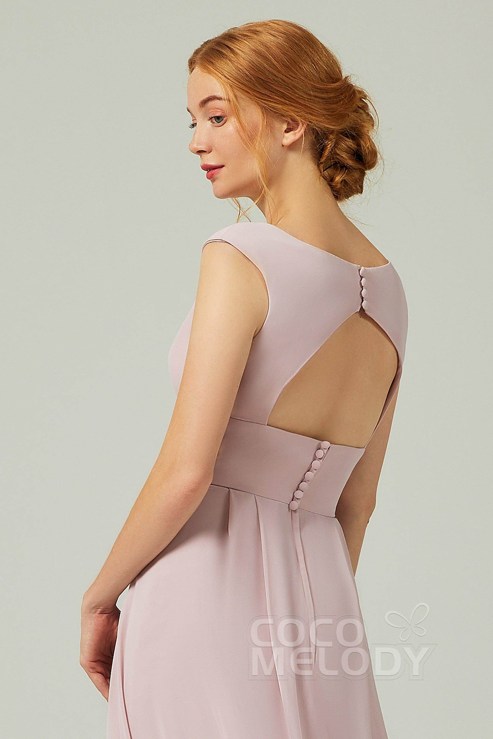 A-Line Floor Length Chiffon Bridesmaid Dress CB0315 - COCOMELODY