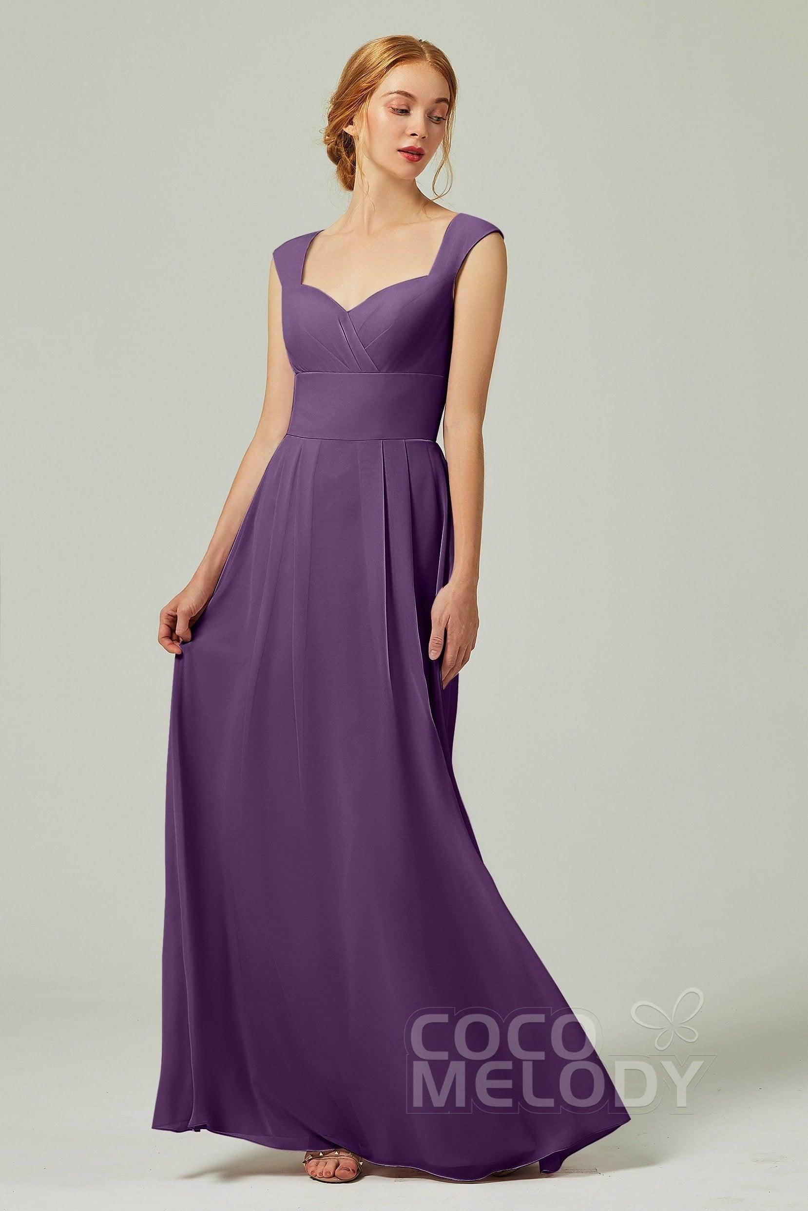 A-Line Floor Length Chiffon Bridesmaid Dress CB0315 - COCOMELODY