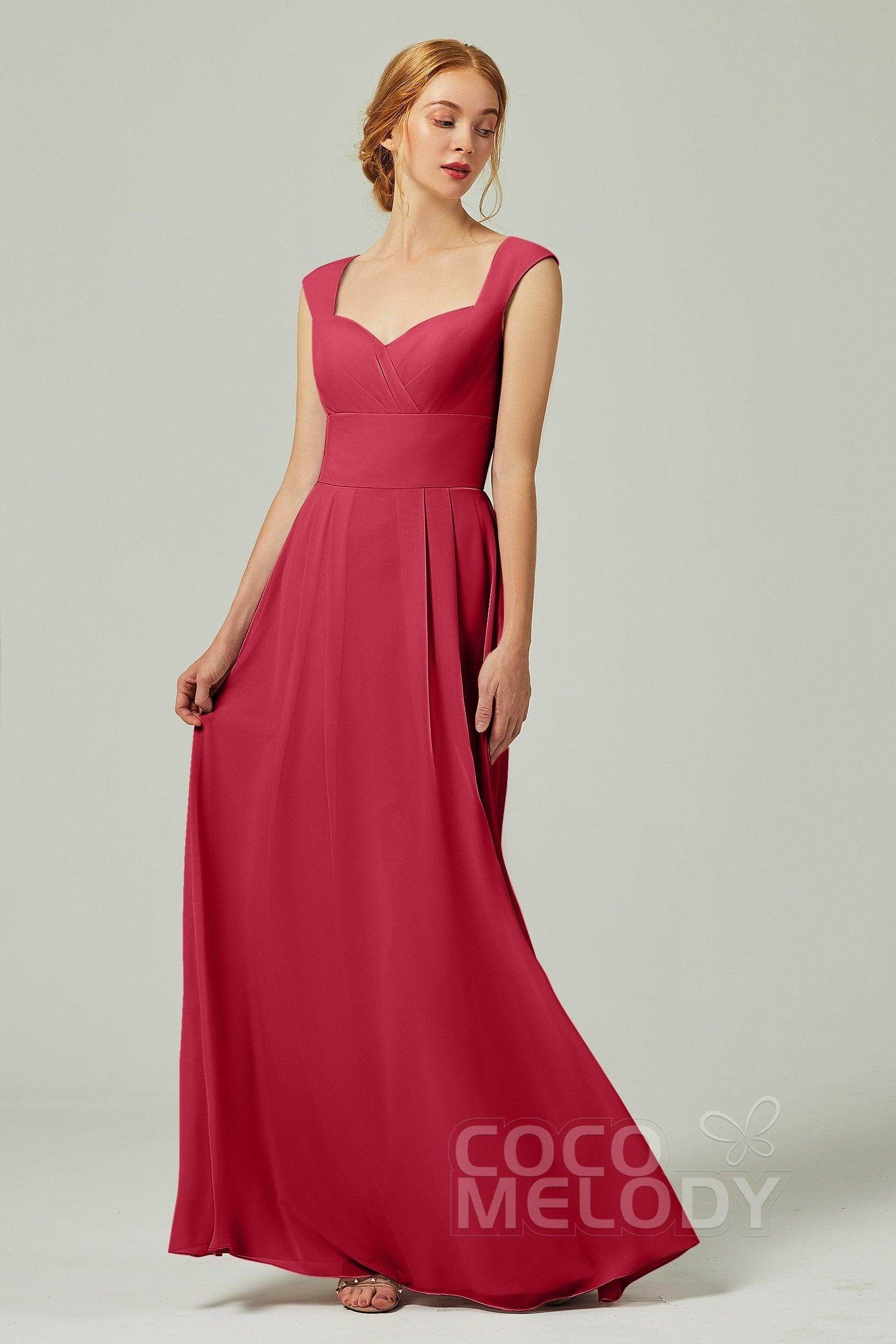 A-Line Floor Length Chiffon Bridesmaid Dress CB0315 - COCOMELODY