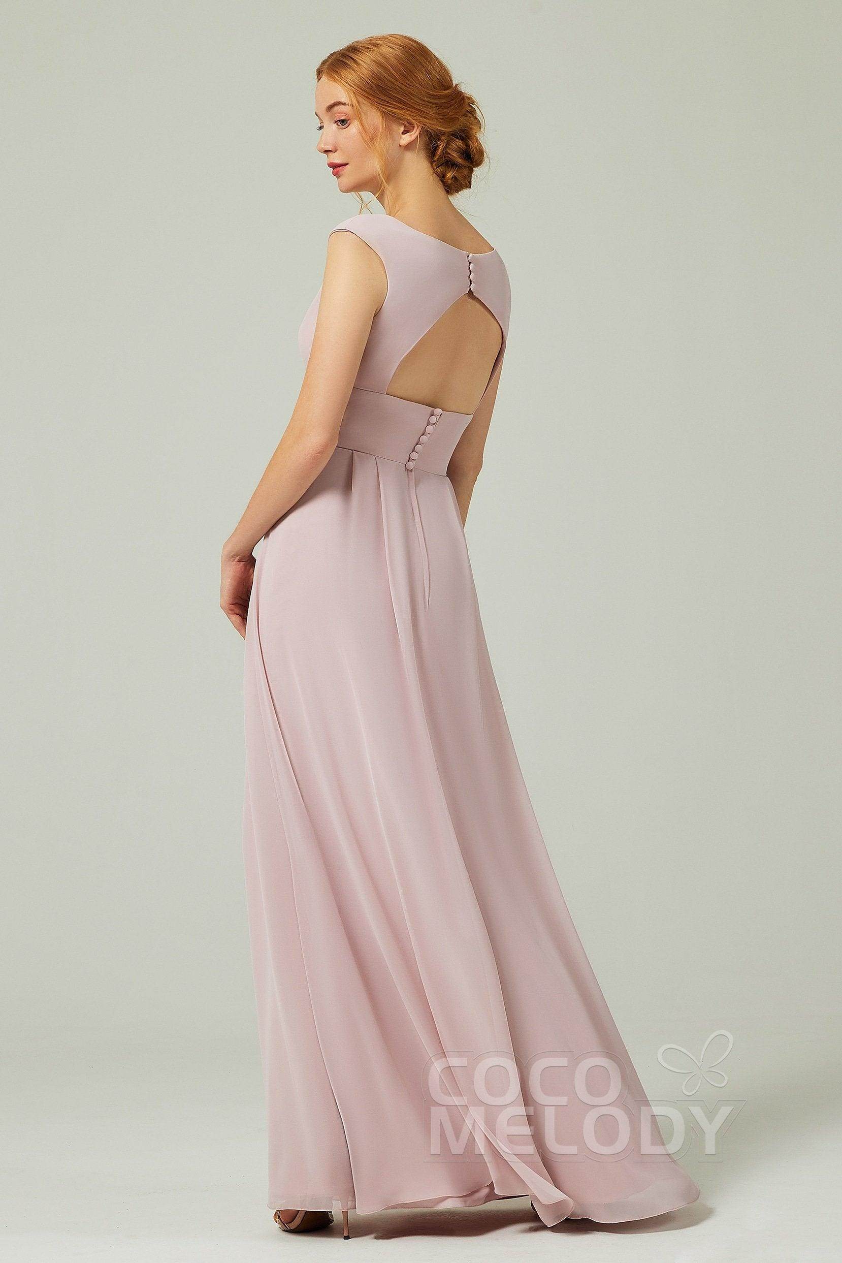 A-Line Floor Length Chiffon Bridesmaid Dress CB0315 - COCOMELODY
