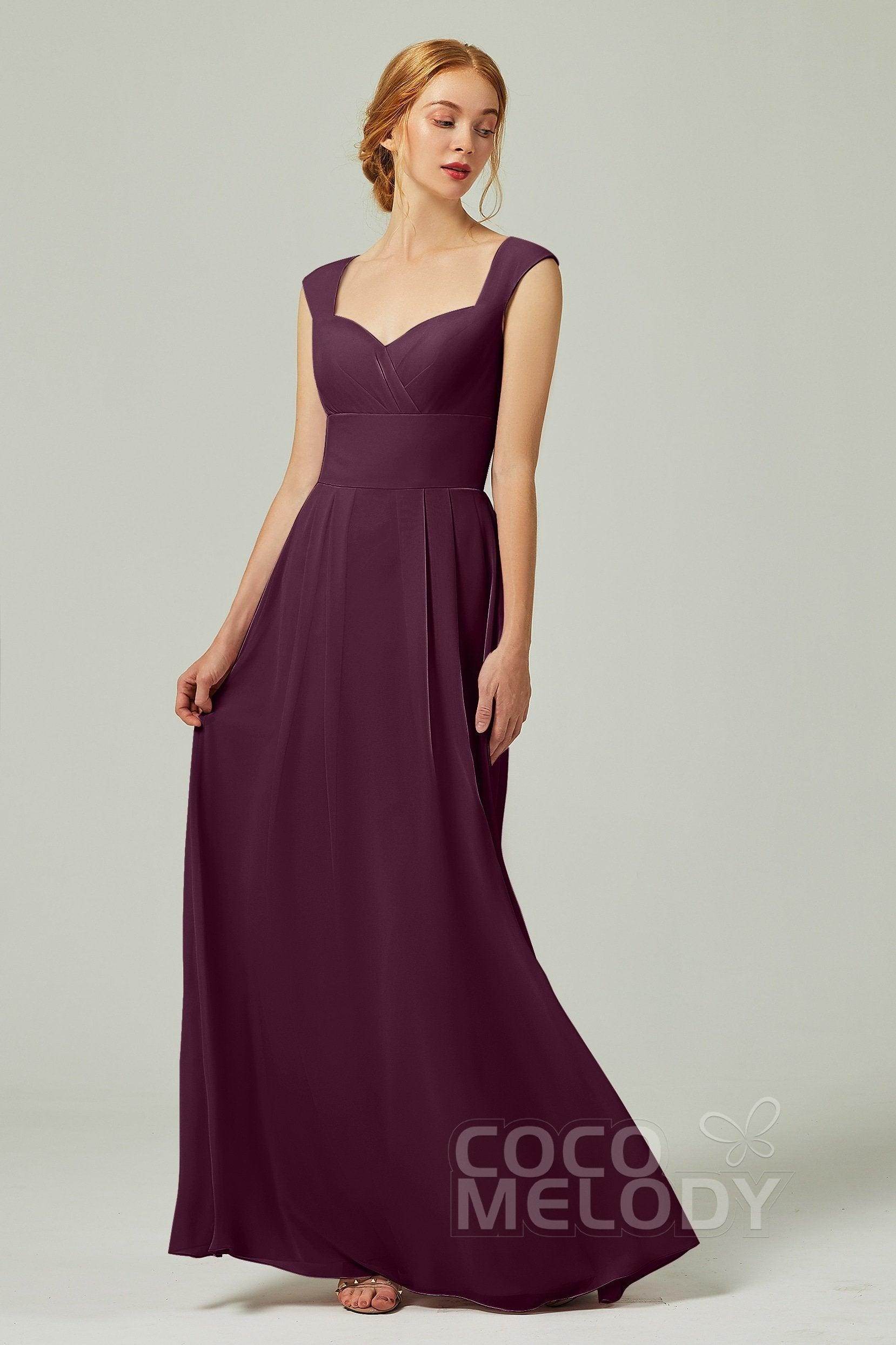 A-Line Floor Length Chiffon Bridesmaid Dress CB0315 - COCOMELODY