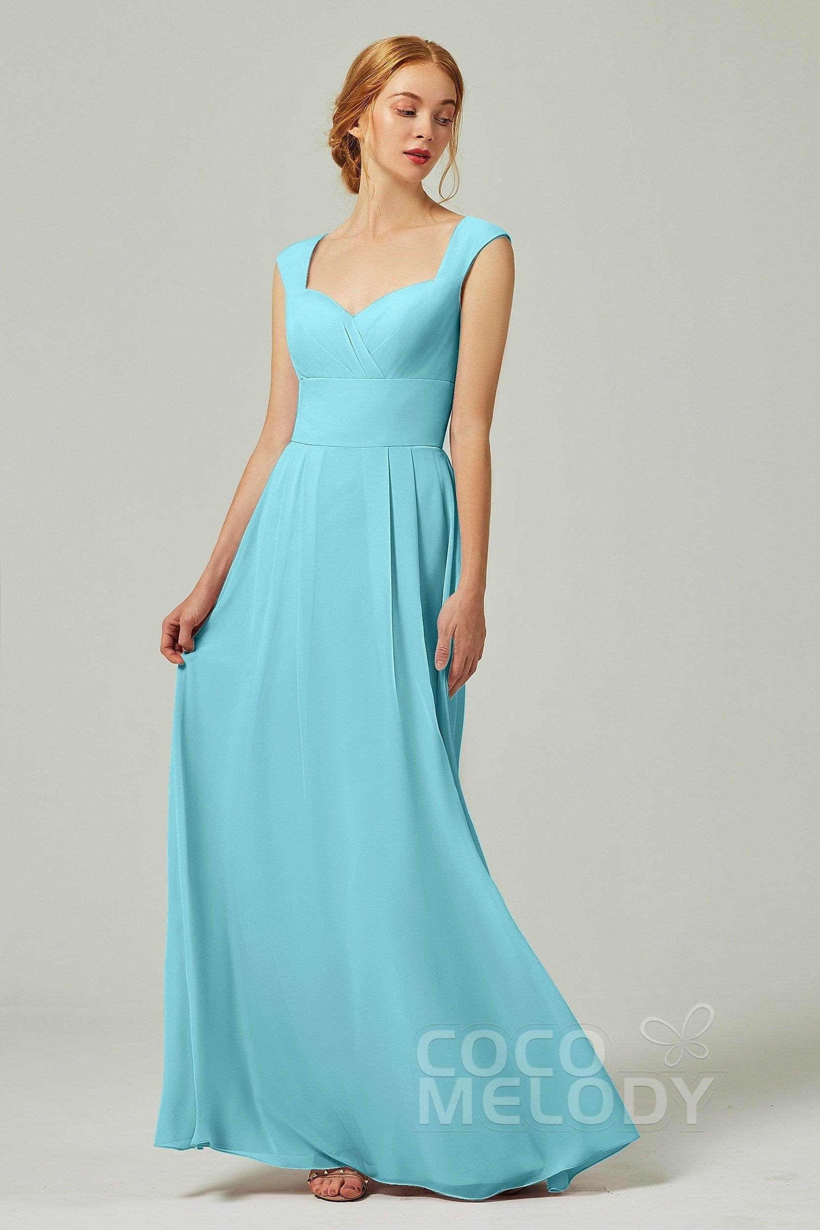 A-Line Floor Length Chiffon Bridesmaid Dress CB0315 - COCOMELODY