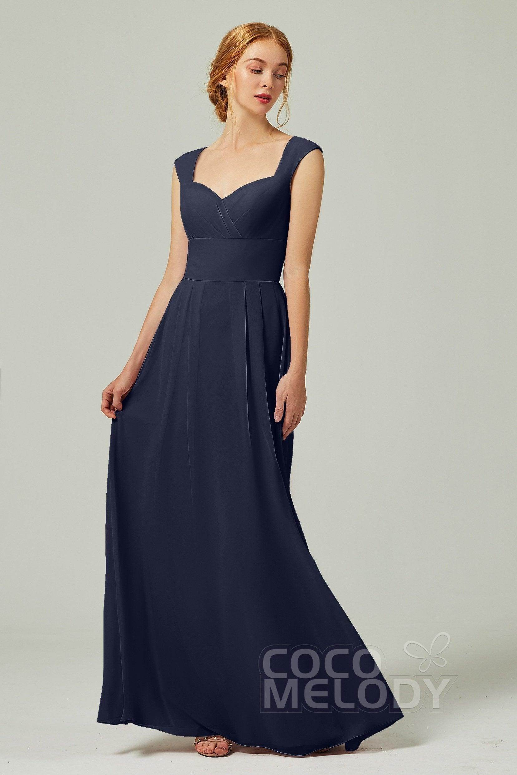 A-Line Floor Length Chiffon Bridesmaid Dress CB0315 - COCOMELODY