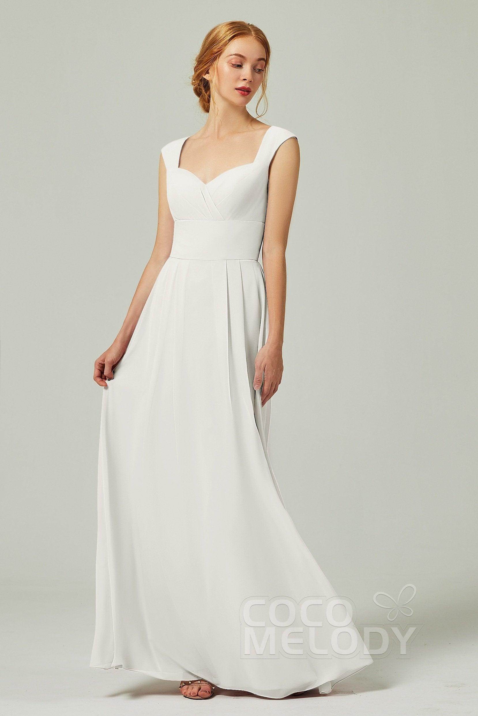 A-Line Floor Length Chiffon Bridesmaid Dress CB0315 - COCOMELODY