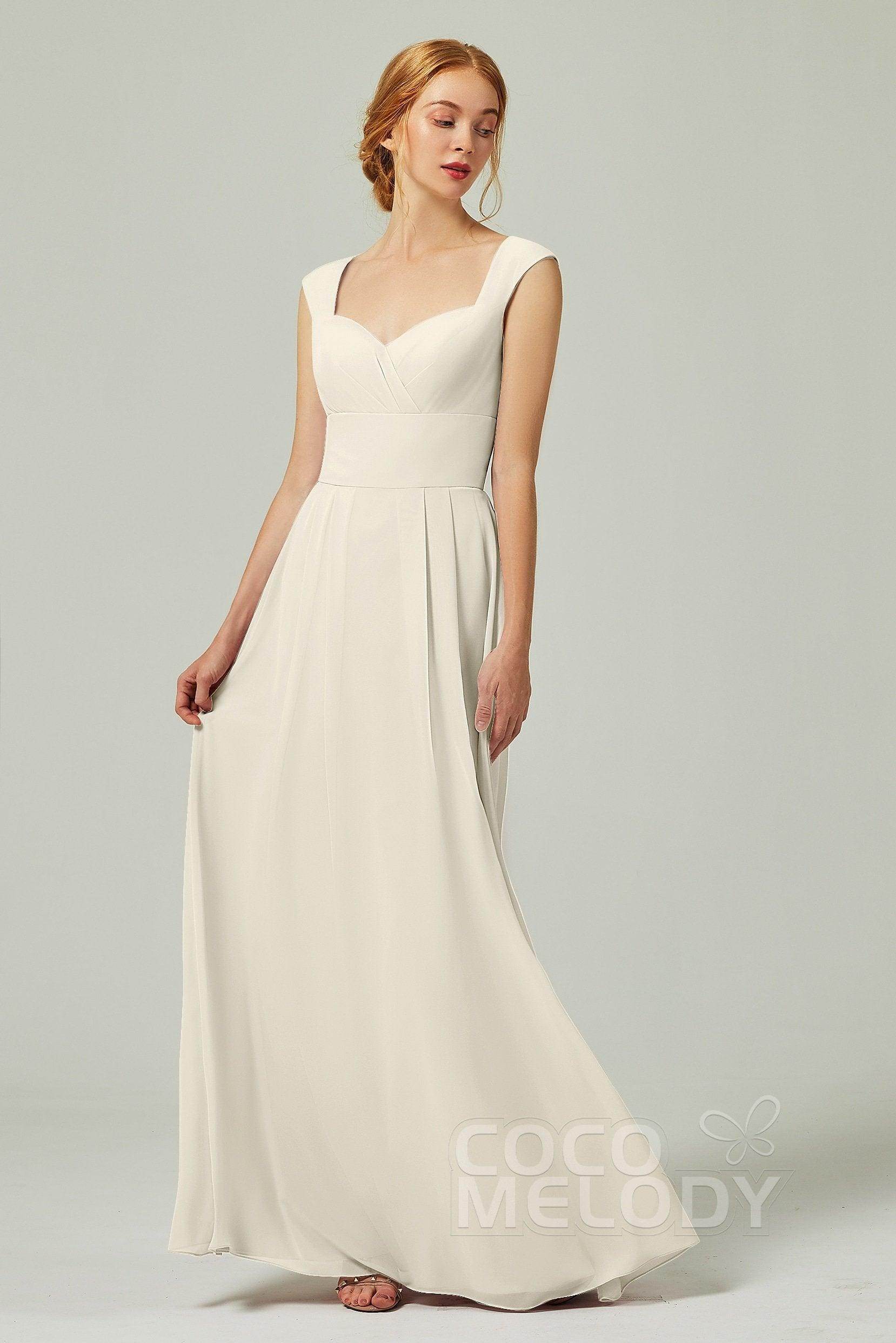 A-Line Floor Length Chiffon Bridesmaid Dress CB0315 - COCOMELODY