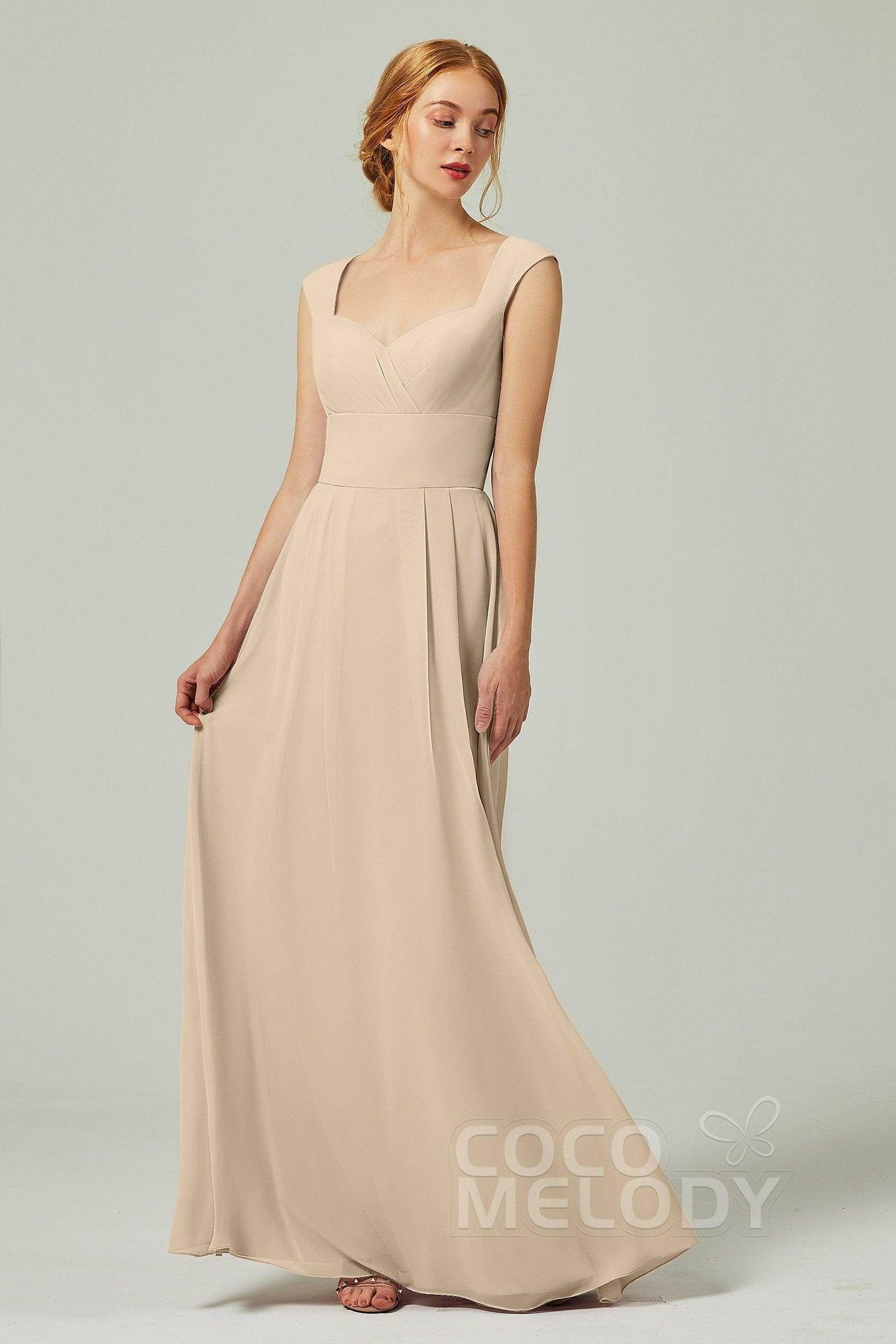 A-Line Floor Length Chiffon Bridesmaid Dress CB0315 - COCOMELODY