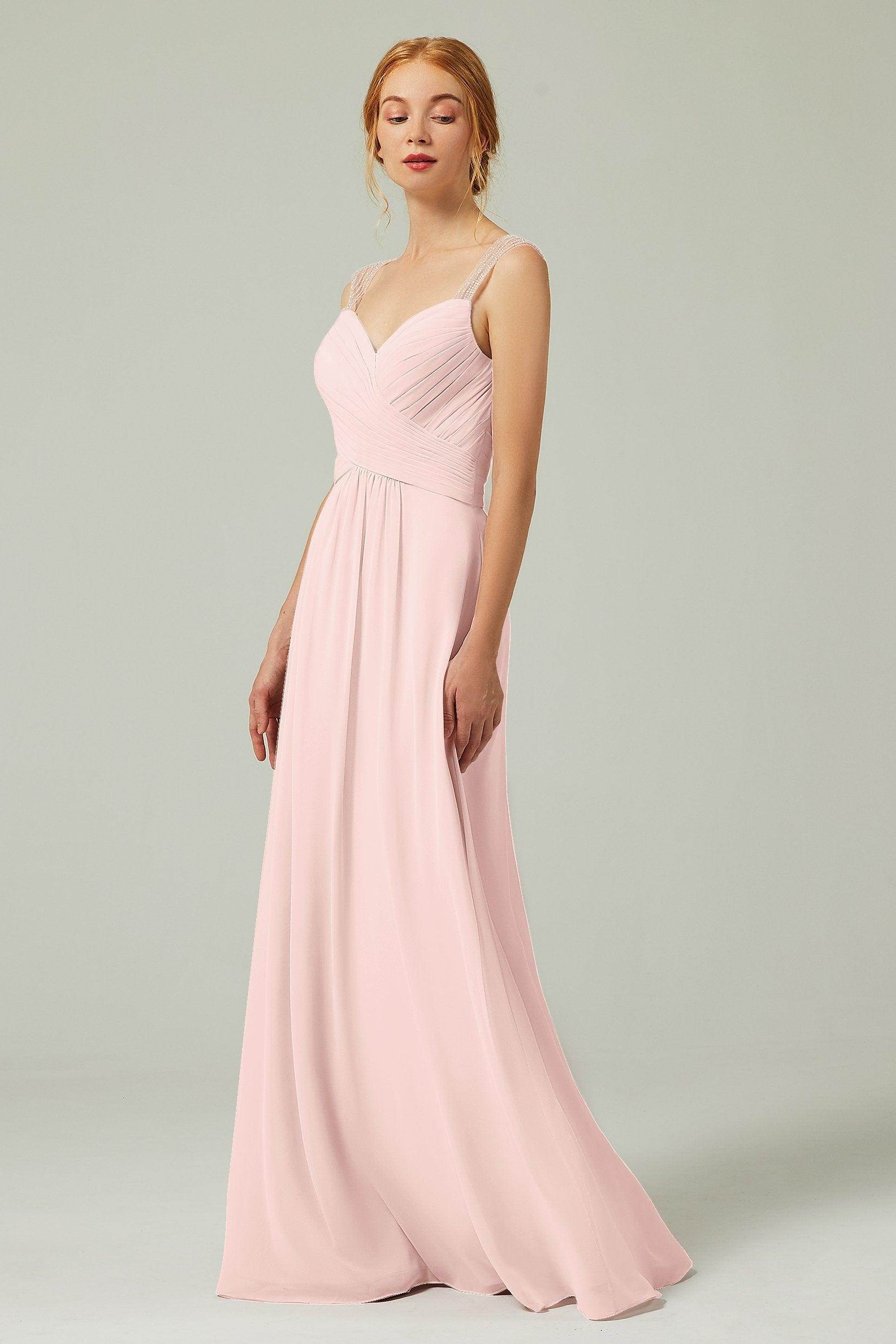 A-Line Floor Length Chiffon Bridesmaid Dress CB0316 - COCOMELODY