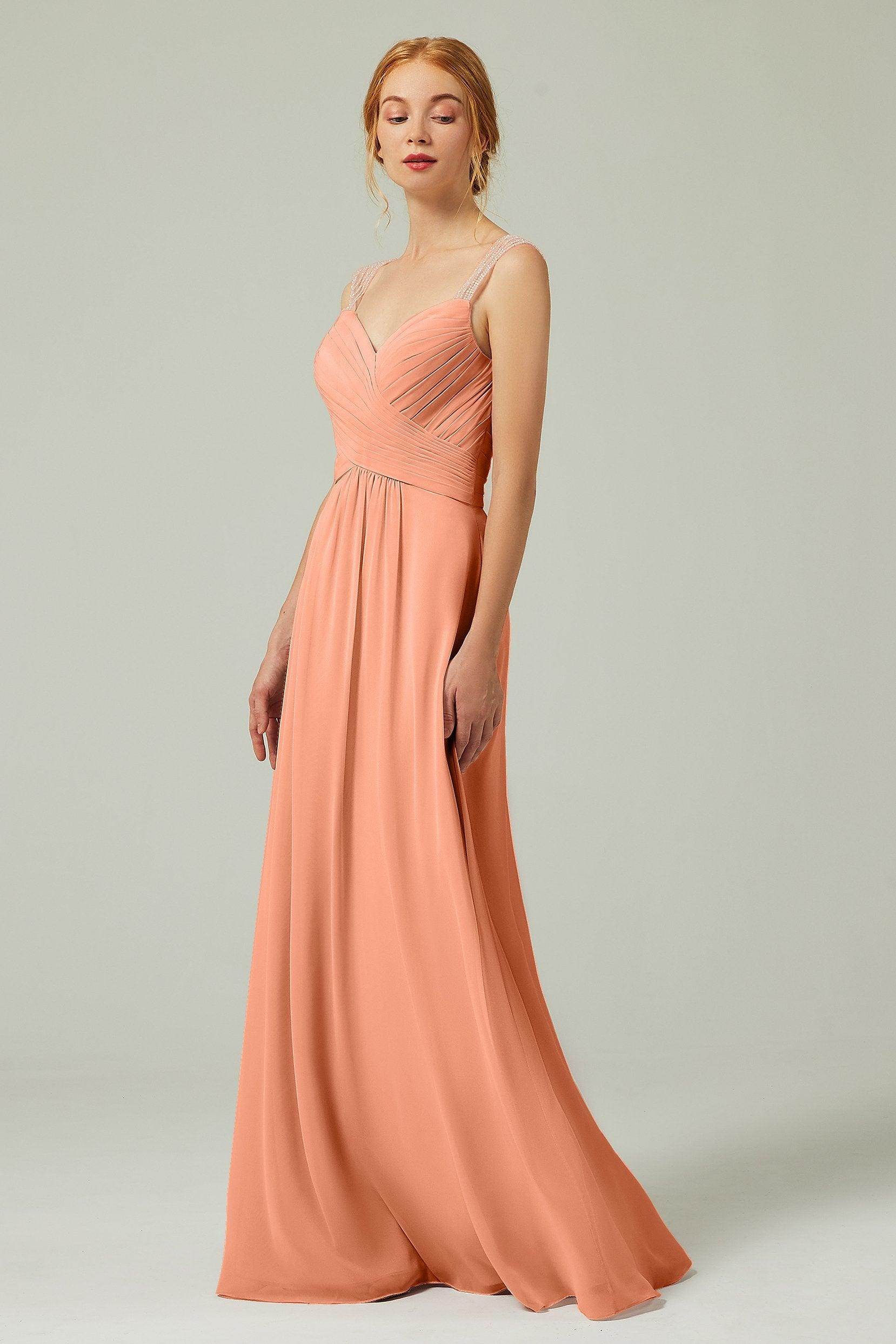 A-Line Floor Length Chiffon Bridesmaid Dress CB0316 - COCOMELODY