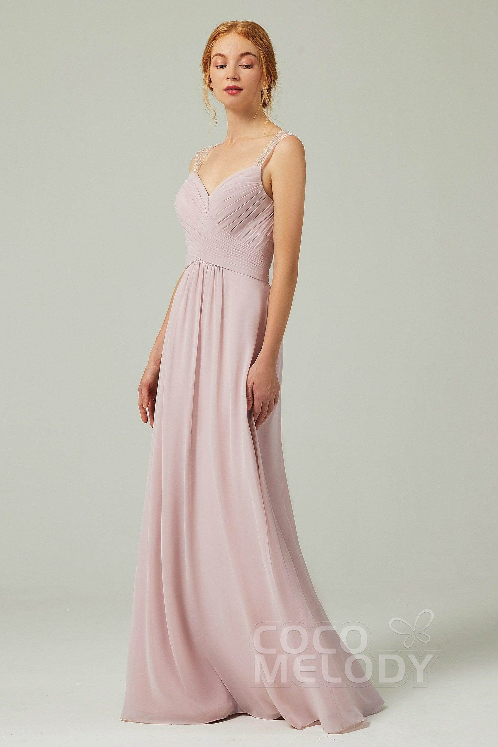 A-Line Floor Length Chiffon Bridesmaid Dress CB0316 - COCOMELODY