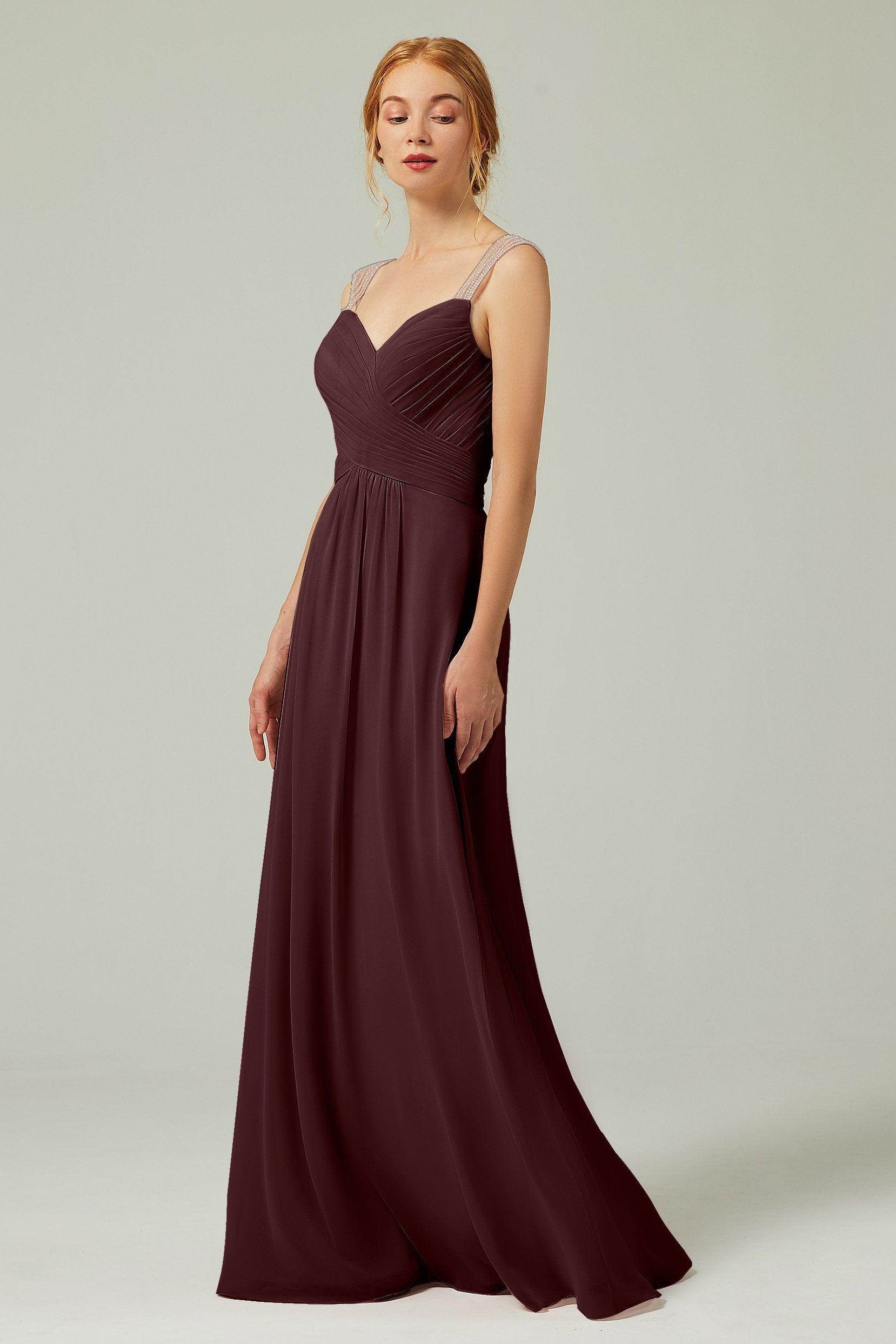 A-Line Floor Length Chiffon Bridesmaid Dress CB0316 - COCOMELODY