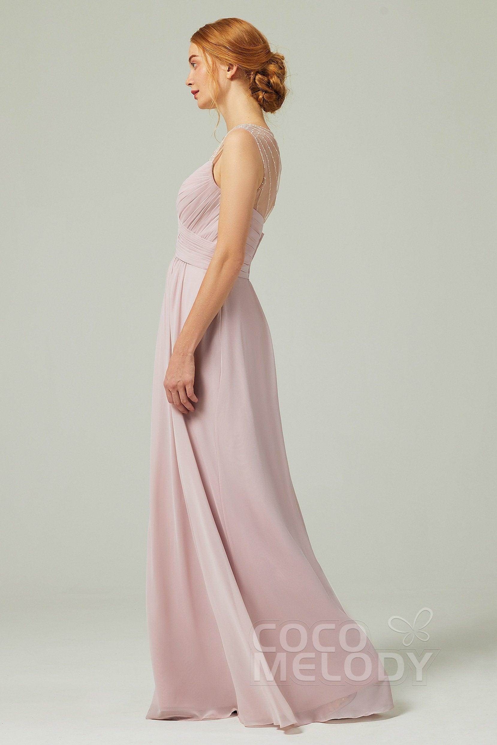 A-Line Floor Length Chiffon Bridesmaid Dress CB0316 - COCOMELODY