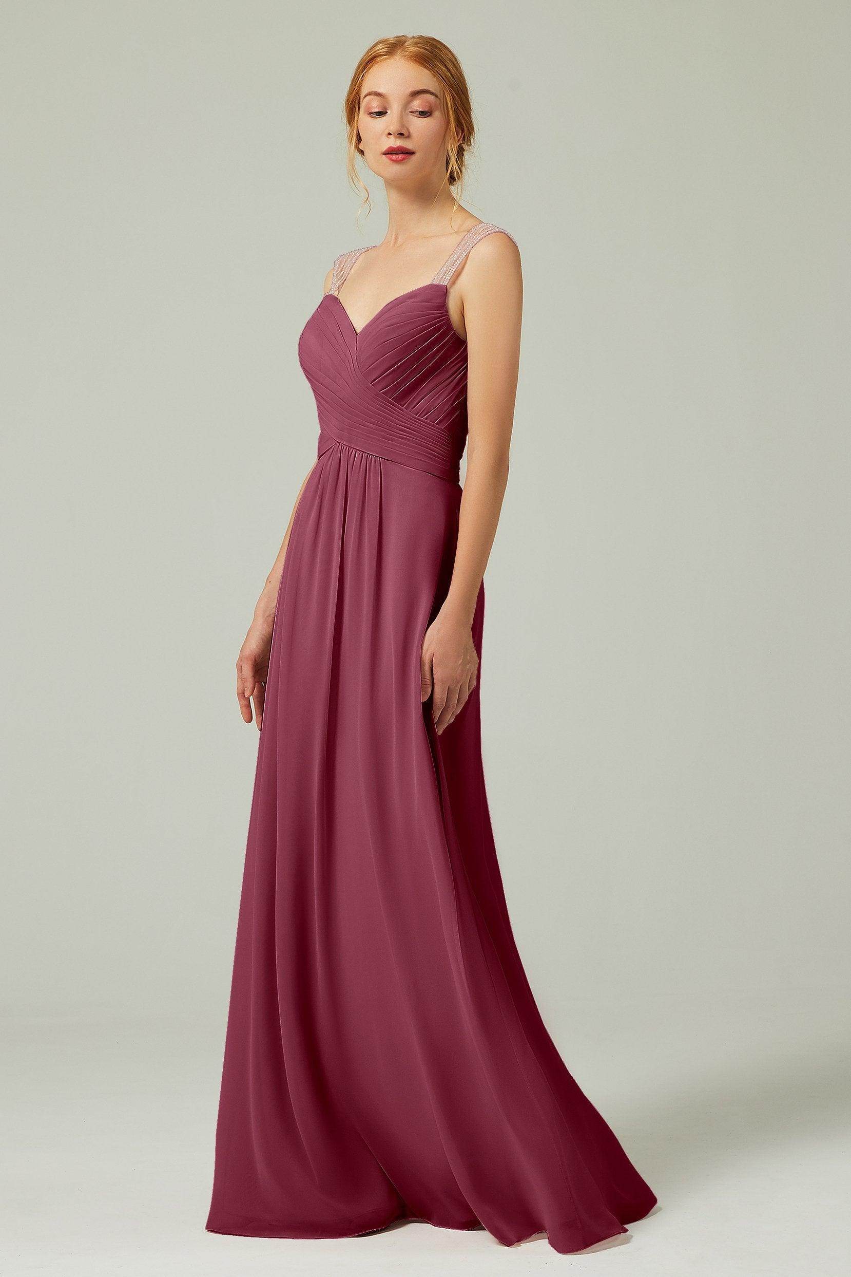 A-Line Floor Length Chiffon Bridesmaid Dress CB0316 - COCOMELODY
