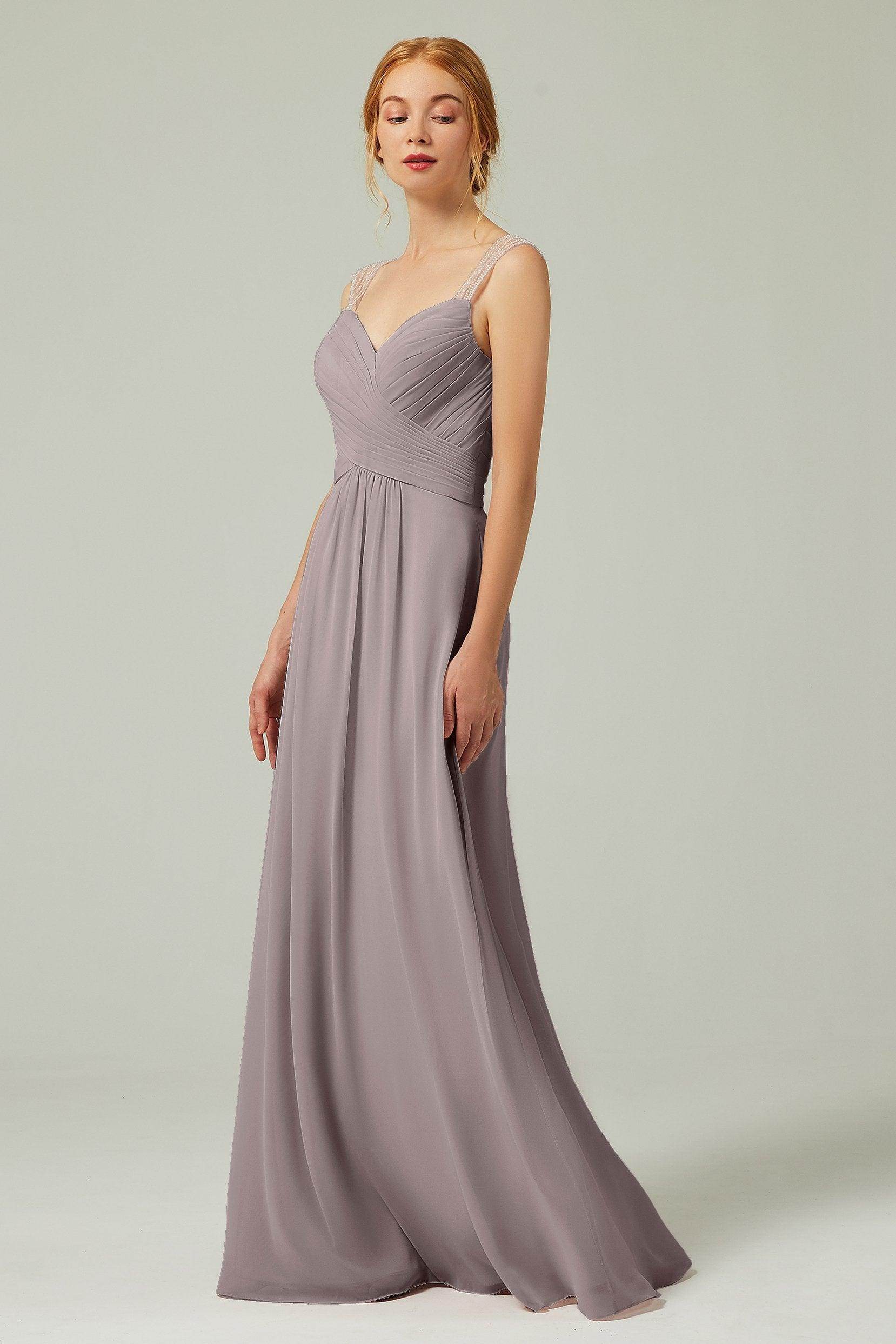 A-Line Floor Length Chiffon Bridesmaid Dress CB0316 - COCOMELODY